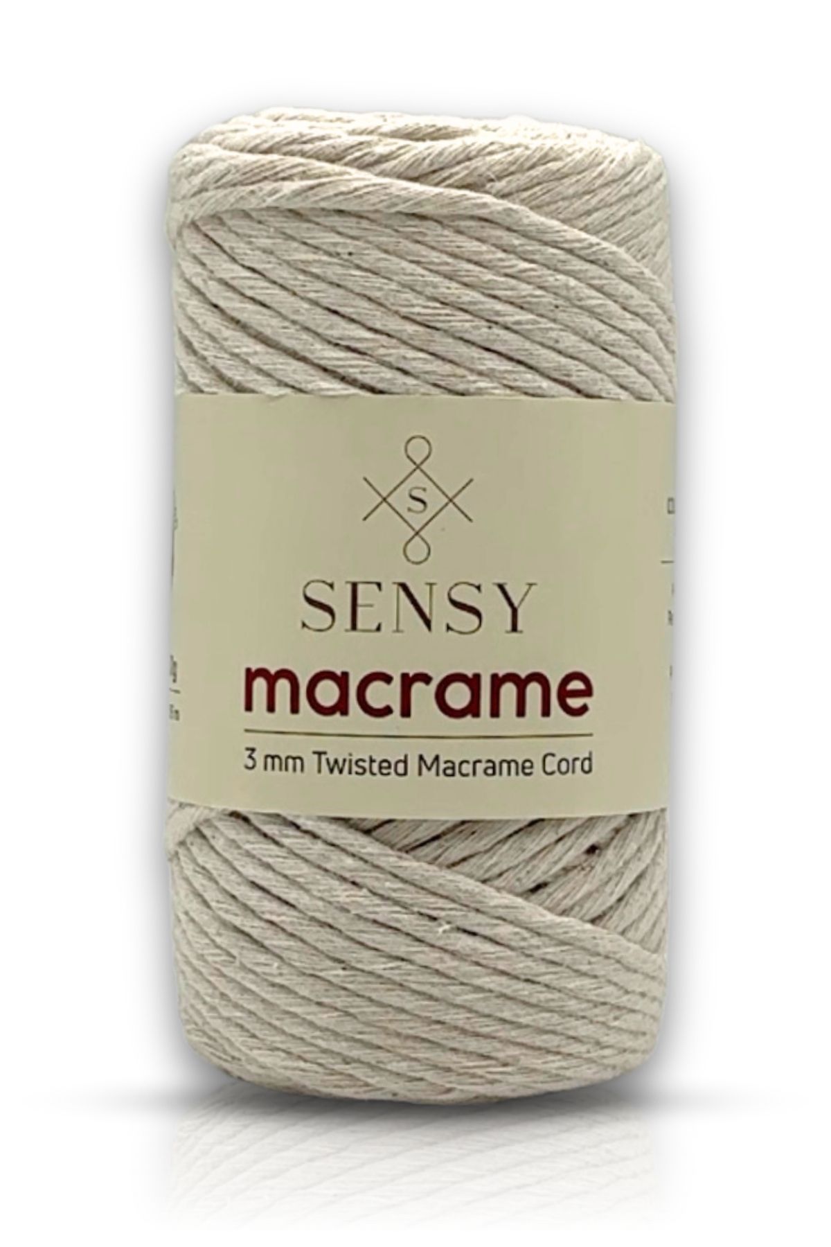 SENSY-Tarnishable Macrame Cord 3mm Tarnishable Cotton Macrame Cord Macrame Cord Natural White 1