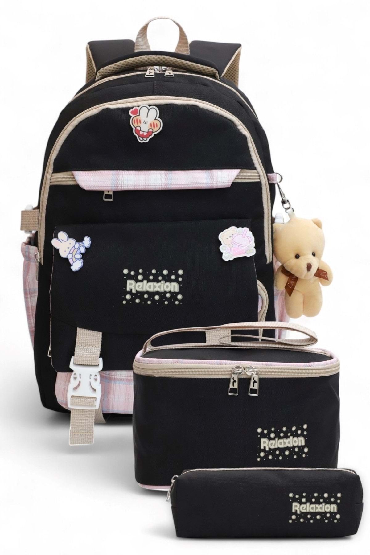Relaxion 2144-1396 Kore Tarzı Unisex Çocuk Üçlü Set İlkokul Sırt Çantası