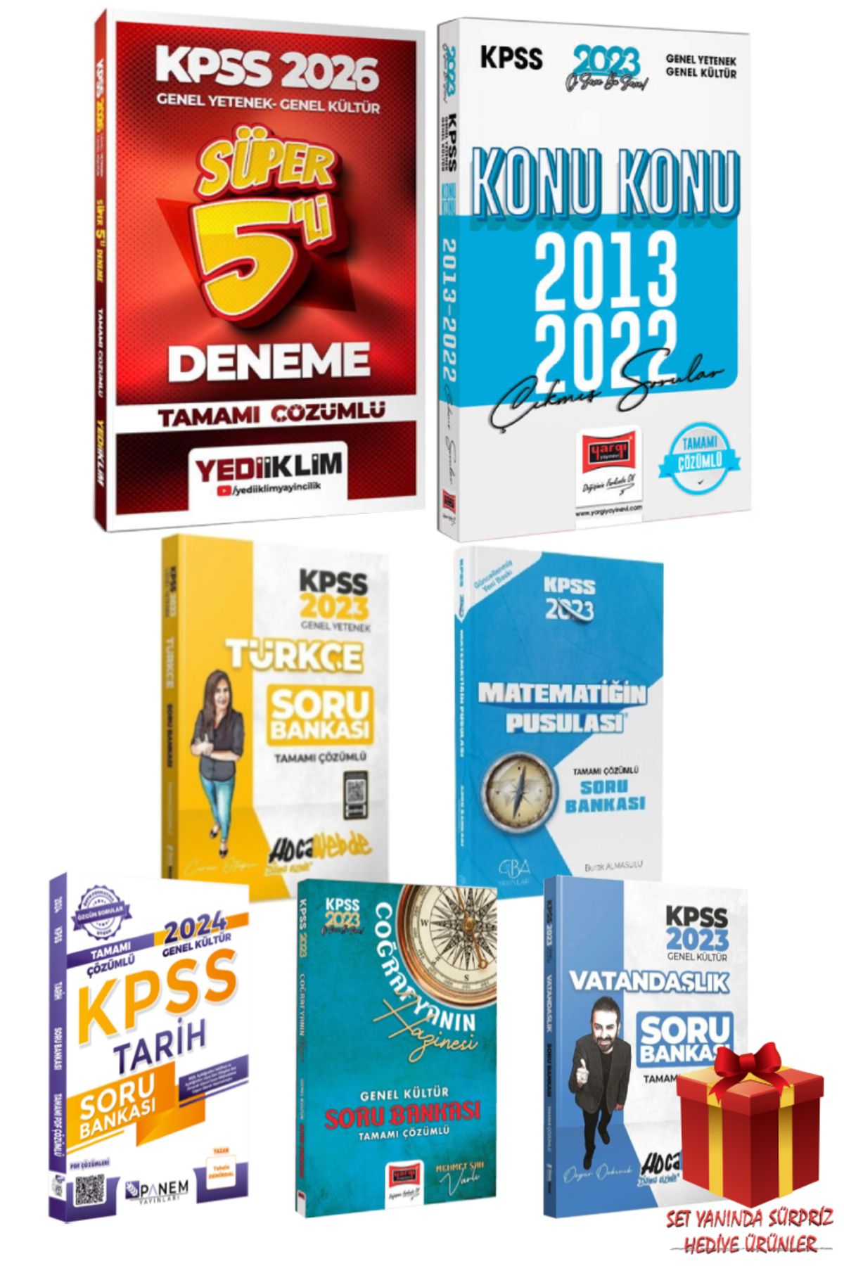 Yediiklim Yayınları 2026 Yediiklim KPSS Deneme+Yargı KPSS Çıkmış Sorular+GYGK Soru Bankası Seti+Hediye
