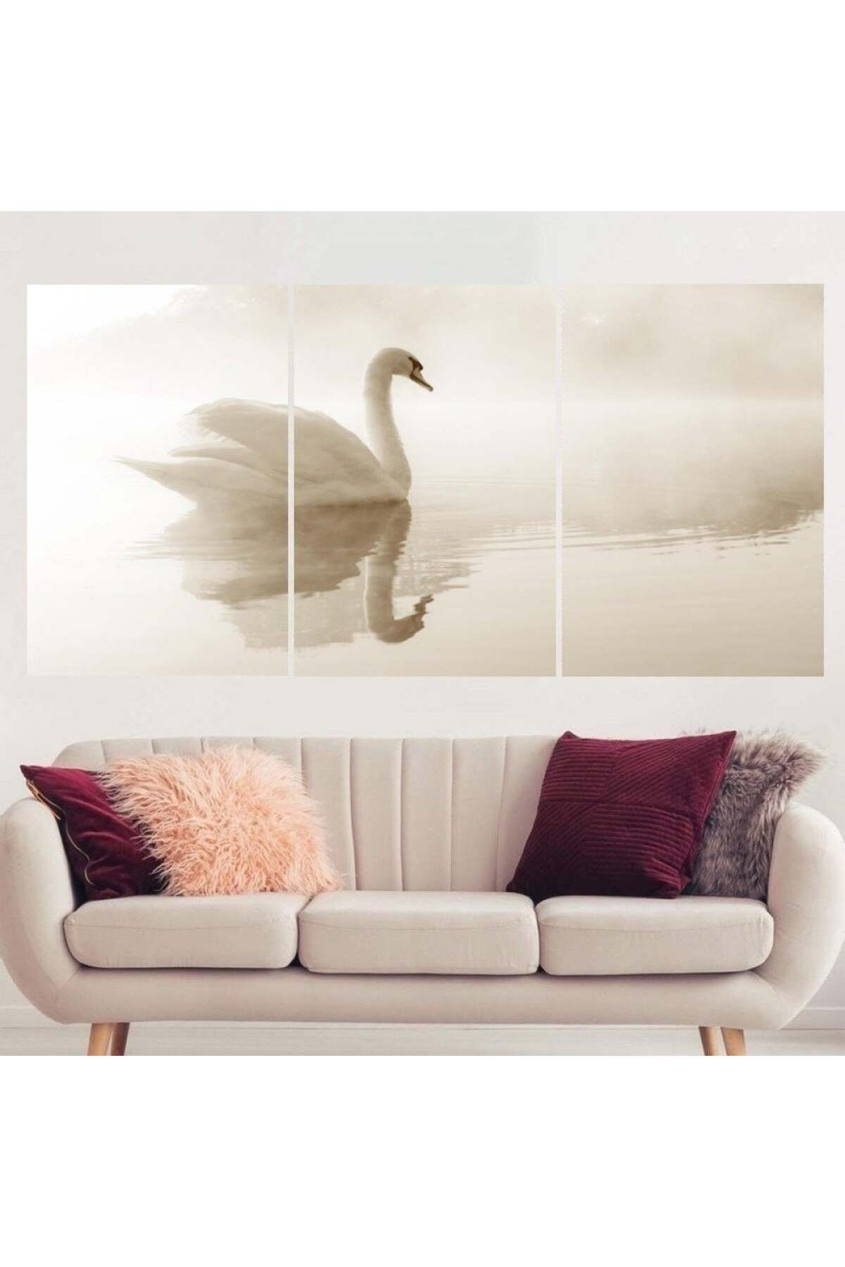 4gdran ثلاث لوحات قماشية بتصميم طائر الأوز مع برواز خشبي مخفي