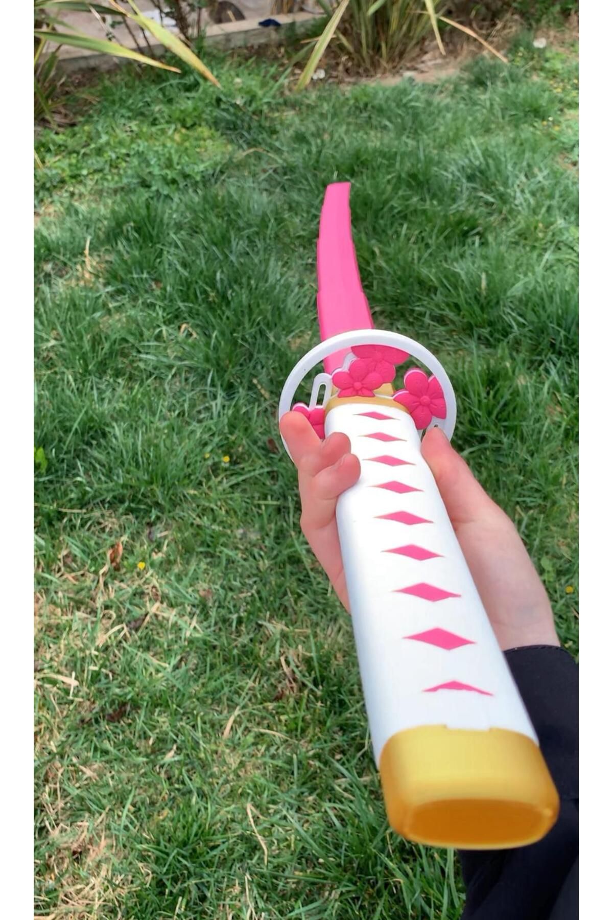 Home Pembe Katlanabilir Oyuncak Katana – Çiçekli Tasarım Kız Çocuklar Için Karne Hediyesi (115 CM)