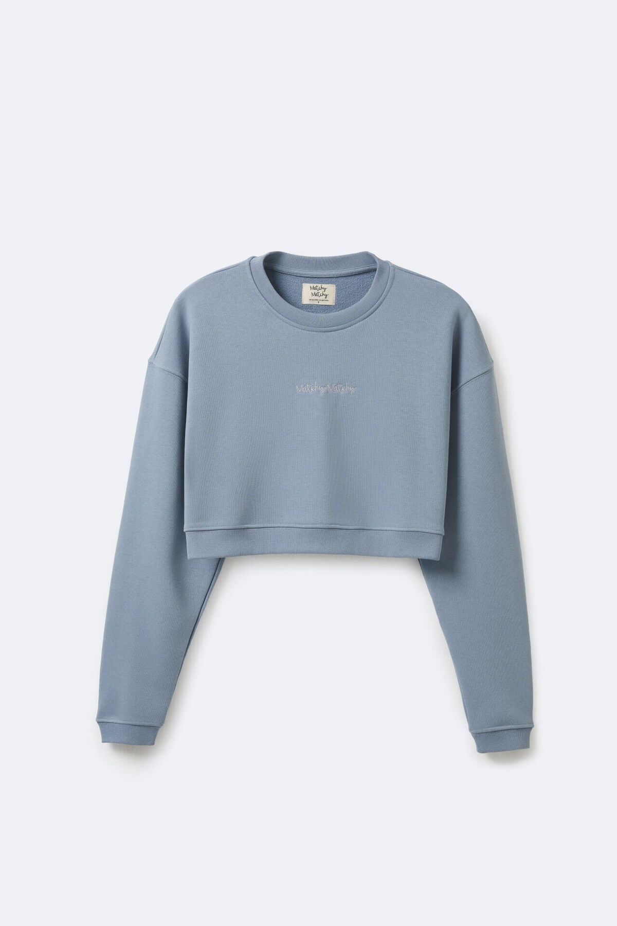 Matchy Matchy Kadın Crop Blue Sweatshirt