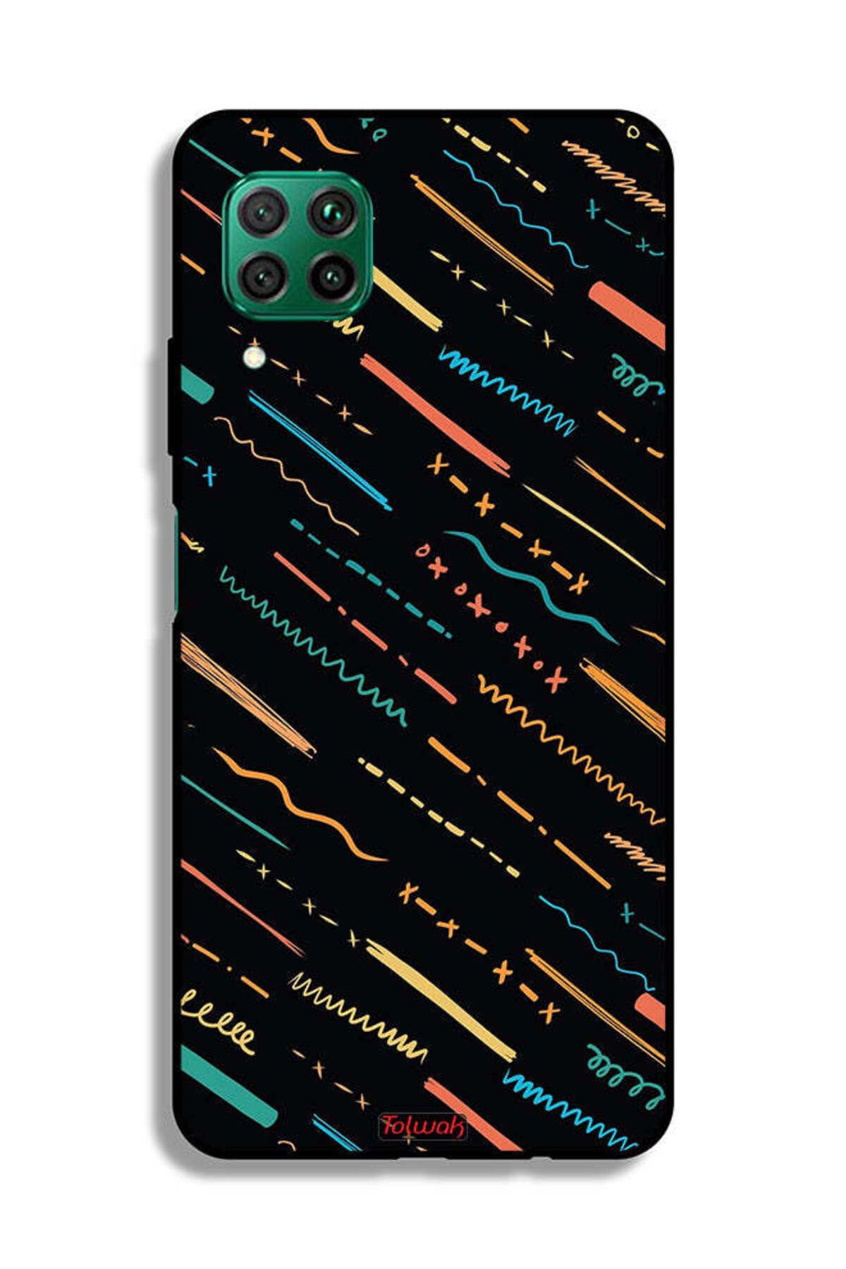 Tolwak-Huawei P40 lite 4G Protective Case Cover X Lines Abstract Pattern 2