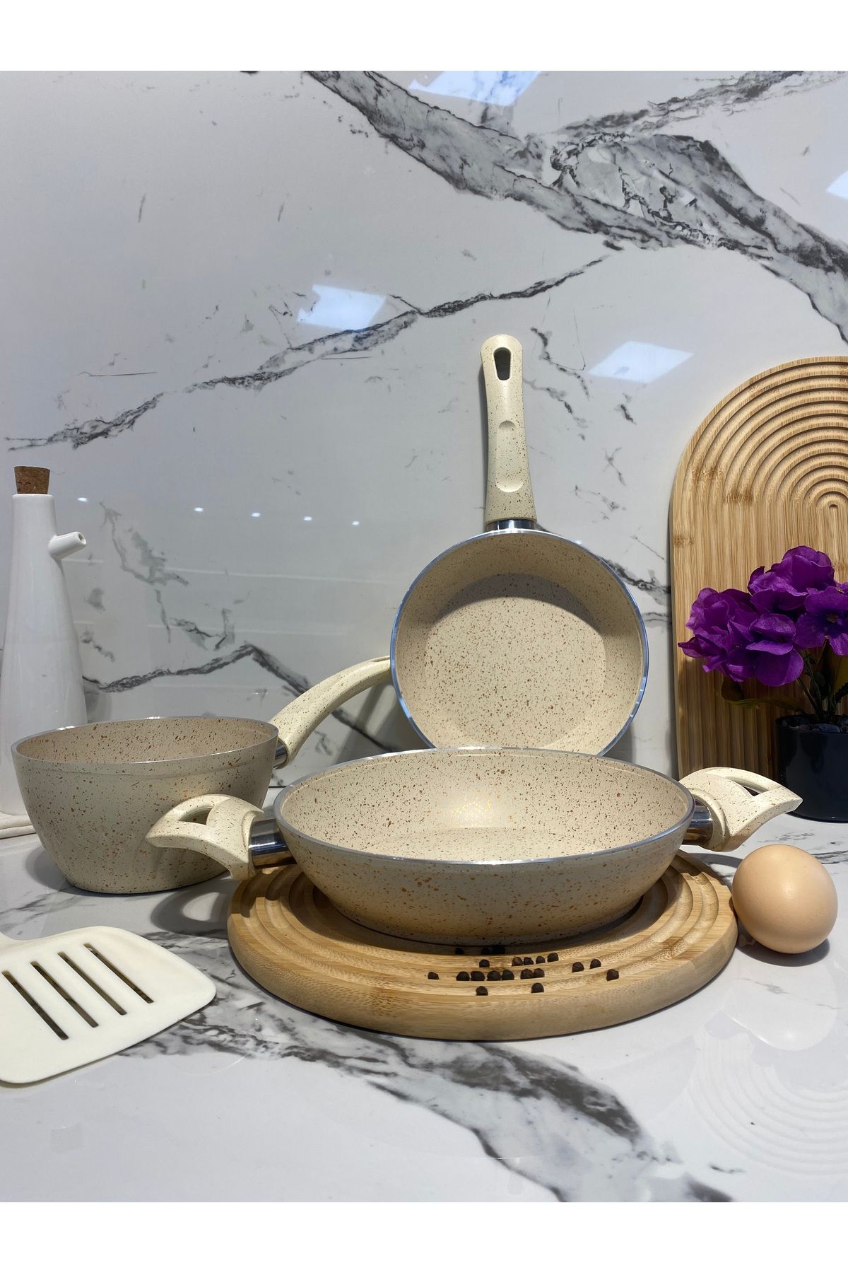 VERONIA 3'lü Granit Baby Set2-krem