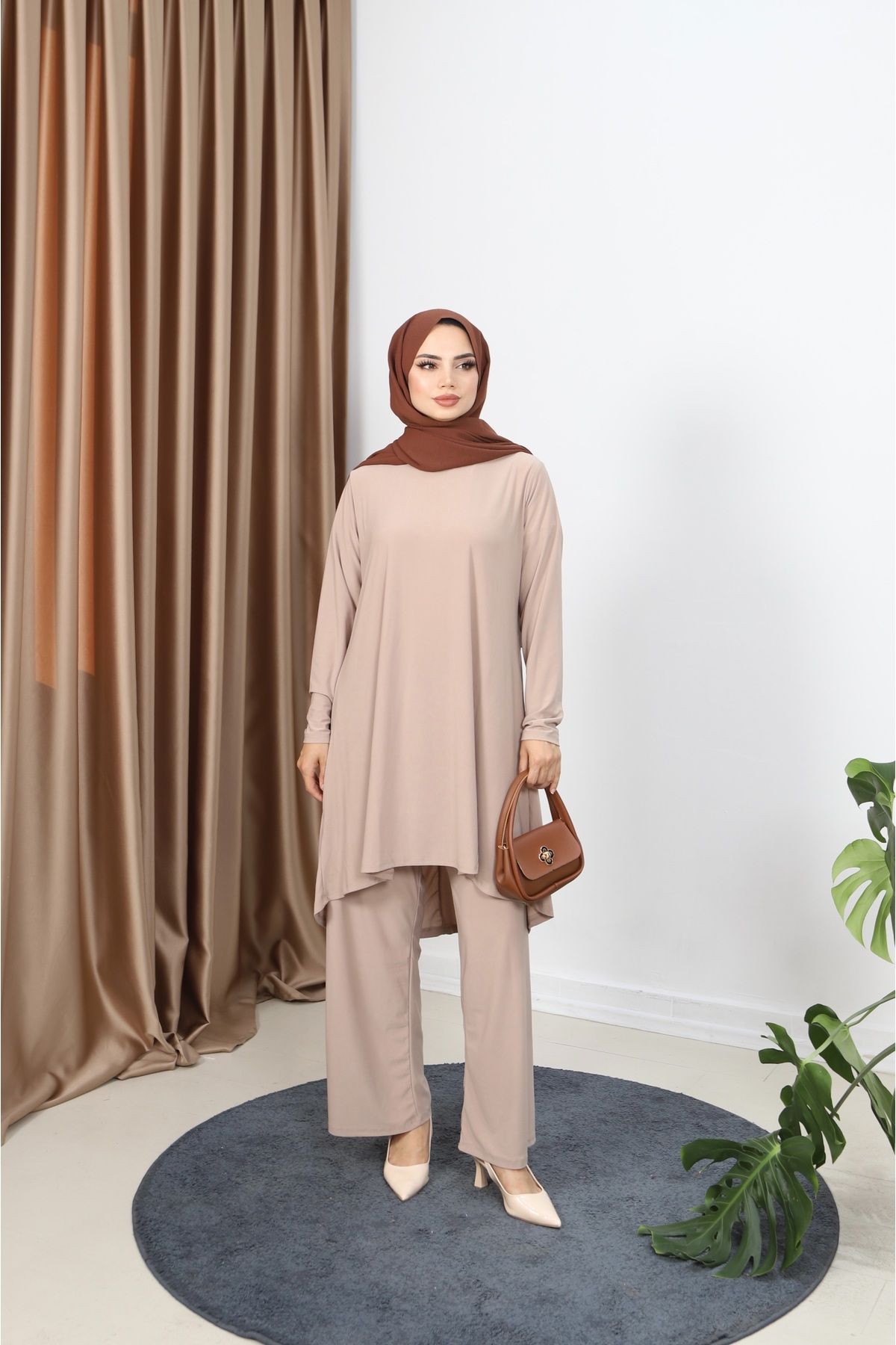 NİSUM MODA UZUN TUNİKLİ SANDY TAKIM