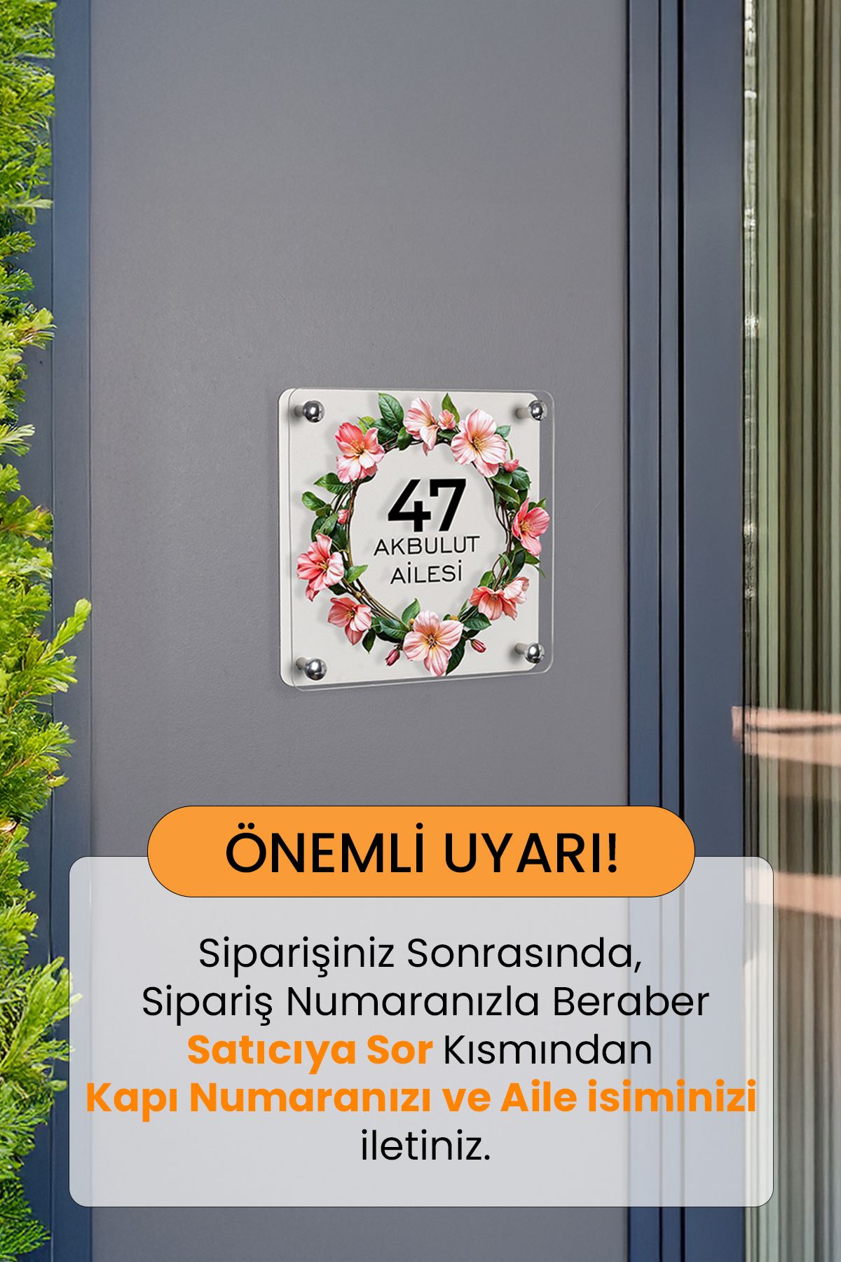 Morimora Kişiye Özel Çiçek Gül Desenli Aile İsimliği