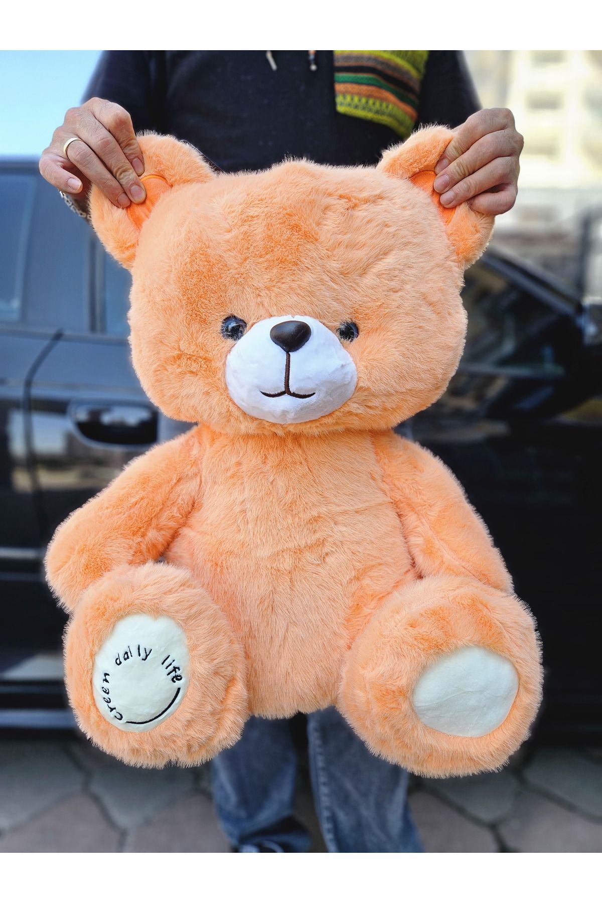 Online 1.Sınıf Kalite 50 Cm Sevimli Yumuşacık Turuncu Renk Peluş Ayı Uyku Arkadaşım Ayıcık