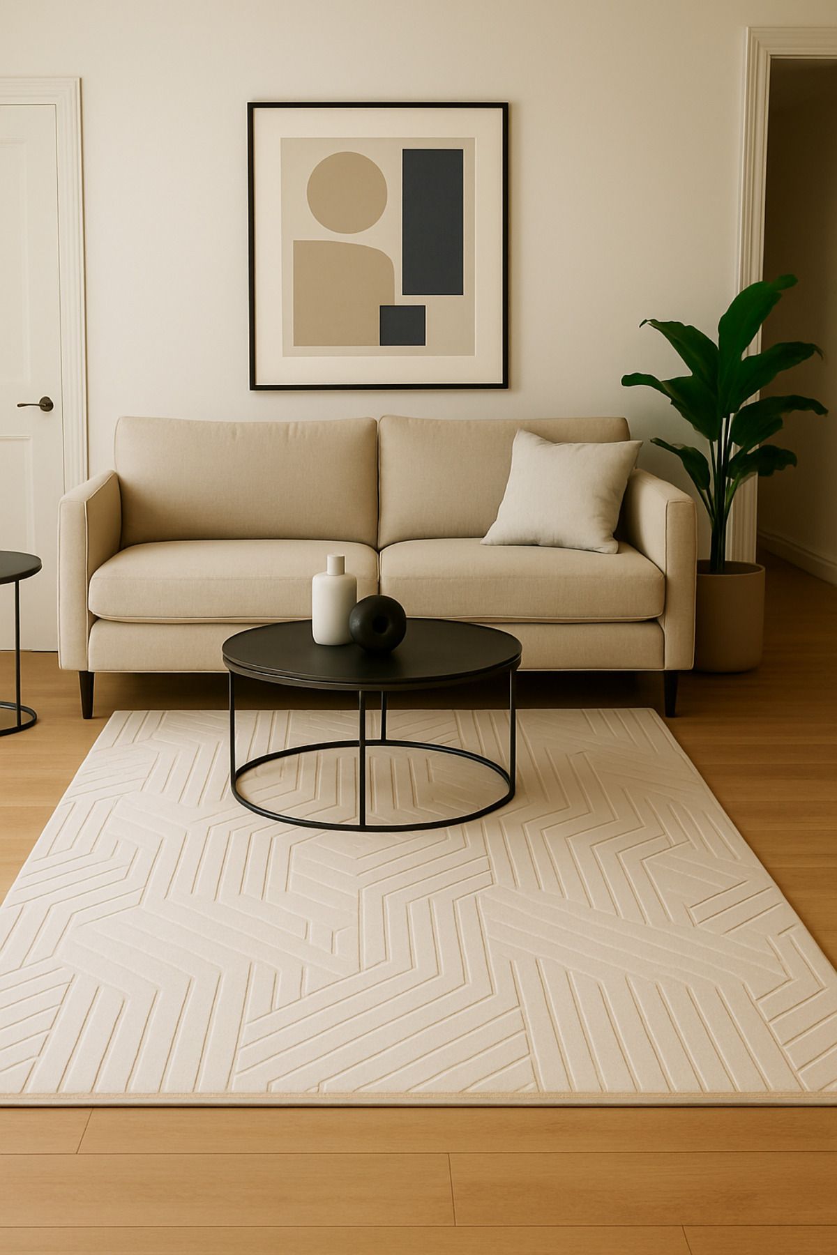 KEVLİNE Kevline Home Modern Dekoratif Halı Kaymaz Taban Yıkanabilir Salon Halısı