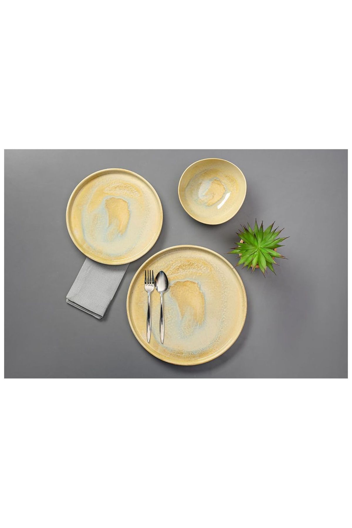Porland Stoneware 3 Parça Tek Kişilik Yemek Takımı (32 23 11 cm)