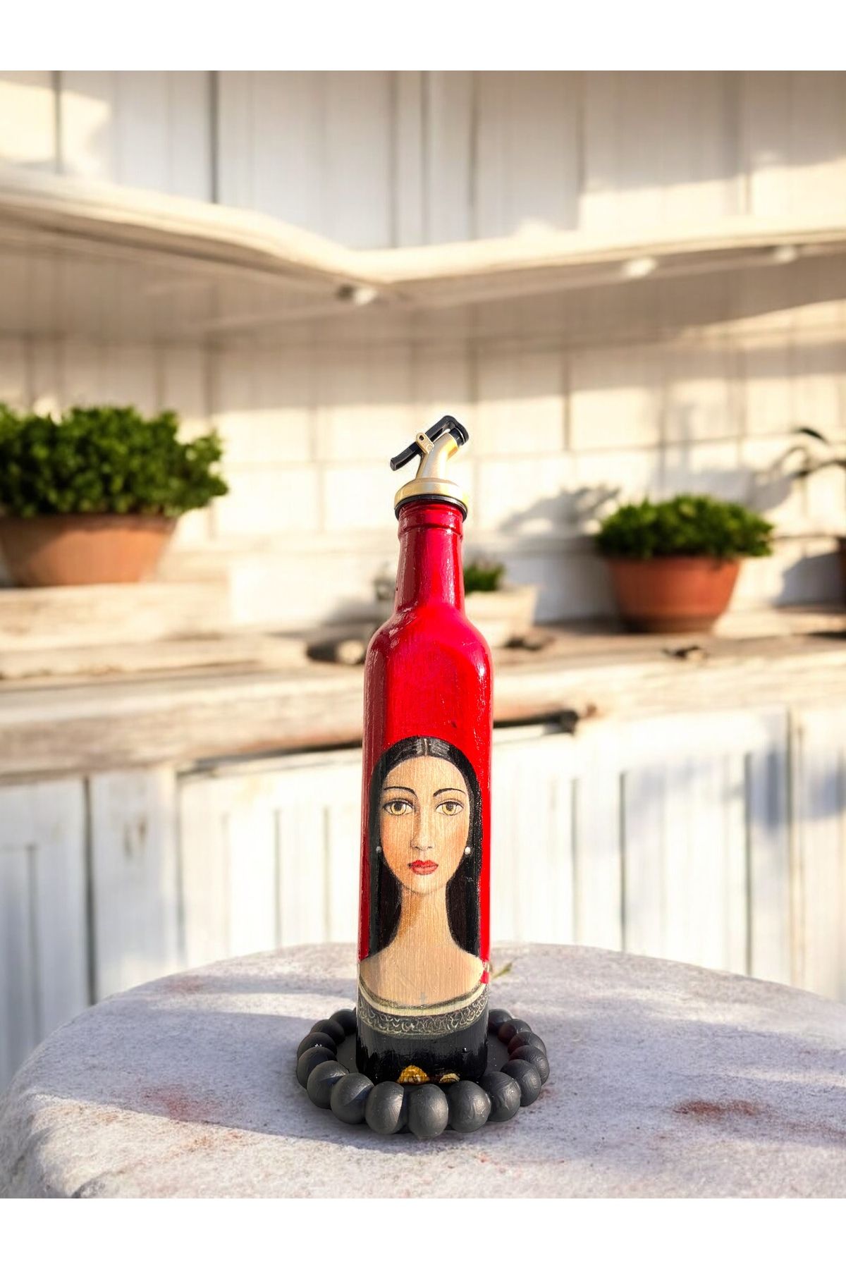 Mes Reves 500 ML El Yapımı Kadın Portreli Cam Yağdanlık | Sosluk, Sirkelik, Mutfak & Sofra Aksesuarı, Yeşil