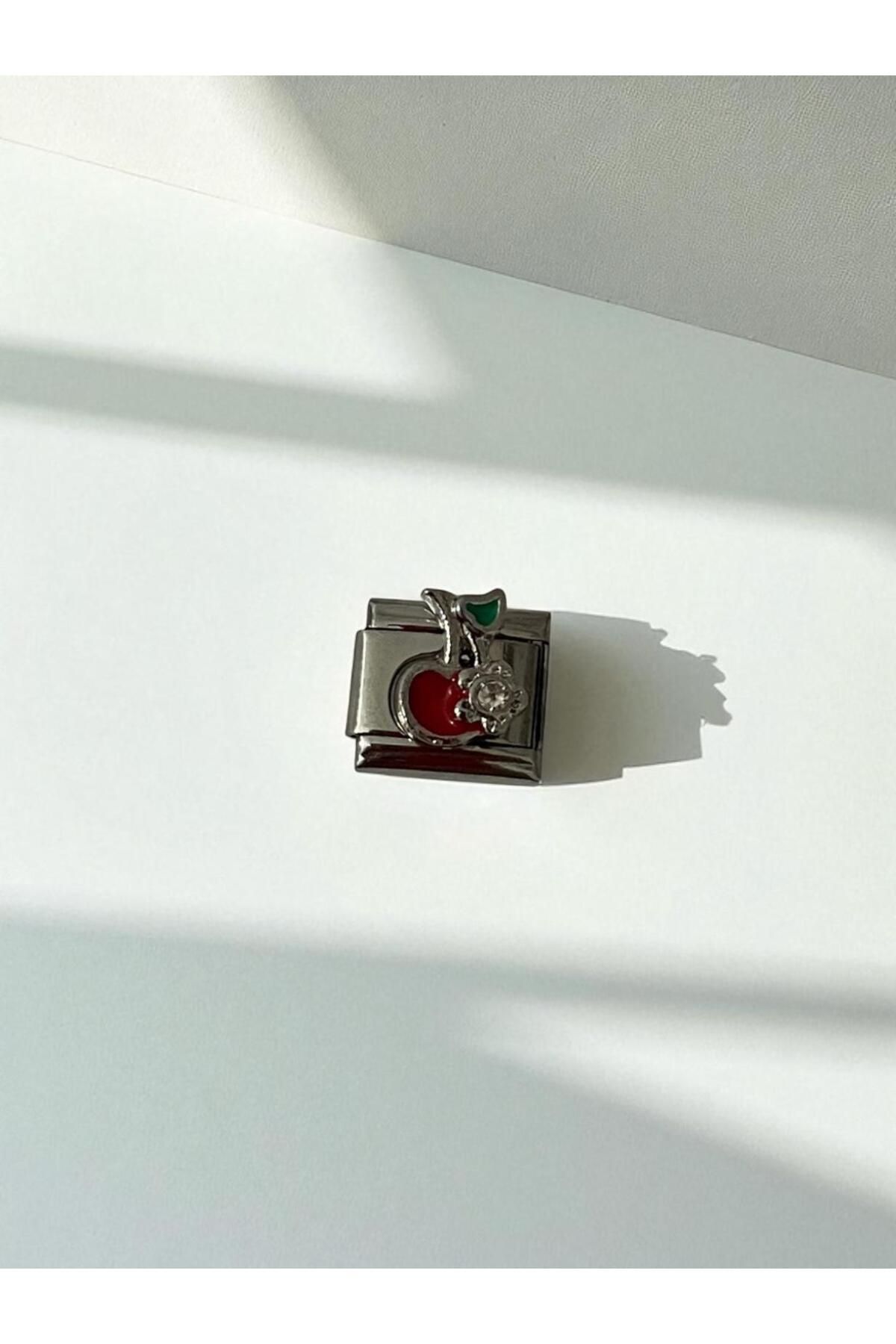 CandlePie Kiraz Desenli Çelik Charm