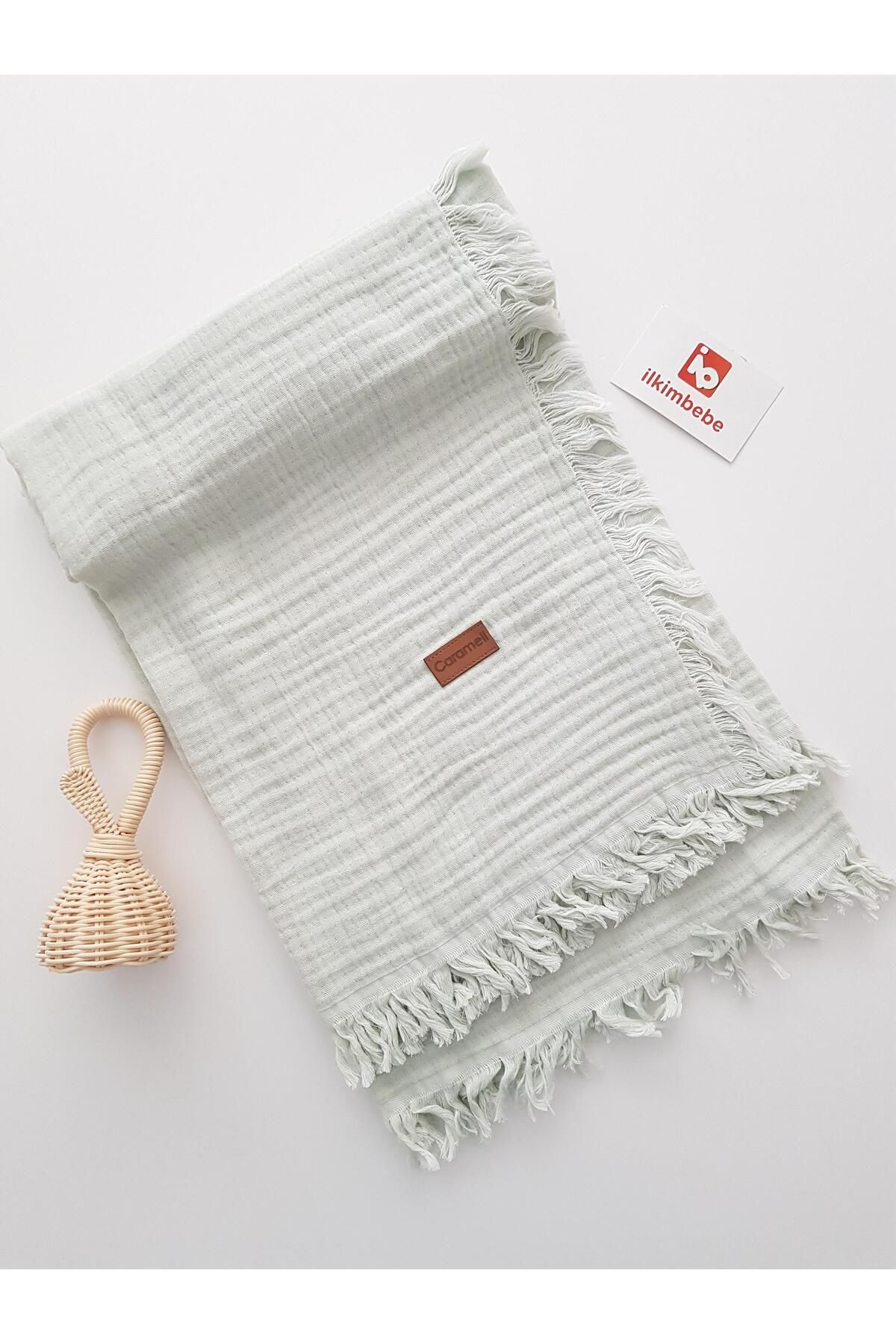 ilkimbebe Püsküllü Çift Katlı Müslin Bebek Battaniyesi 120x120