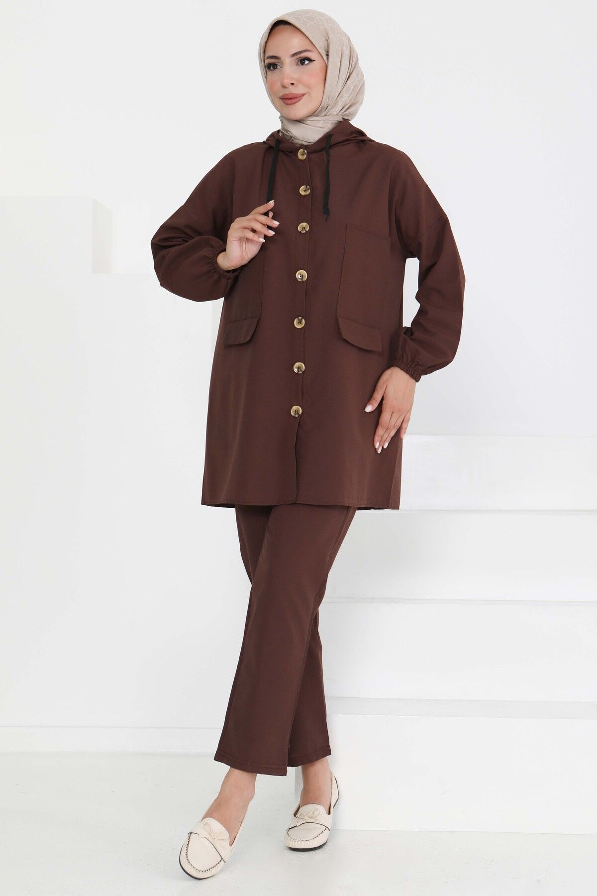 TOFİSA Tunik Pantolon İkİli Takım Kahve - 27290