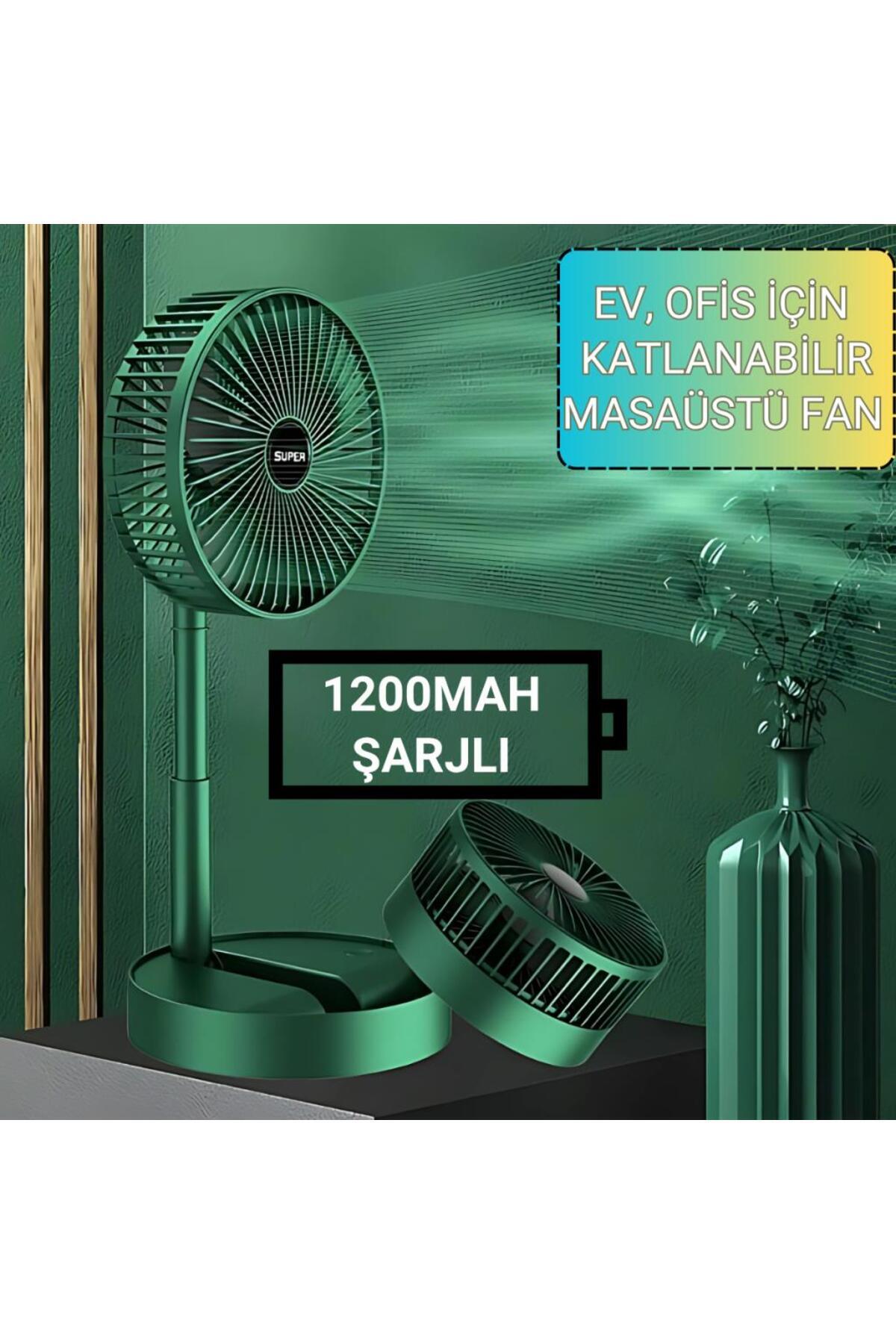 Polham 1200mAh Şarjlı Katlanabilir Telefon Stantlı Masaüstü Serinletici Vantilatör Fan, Katlanır Fan