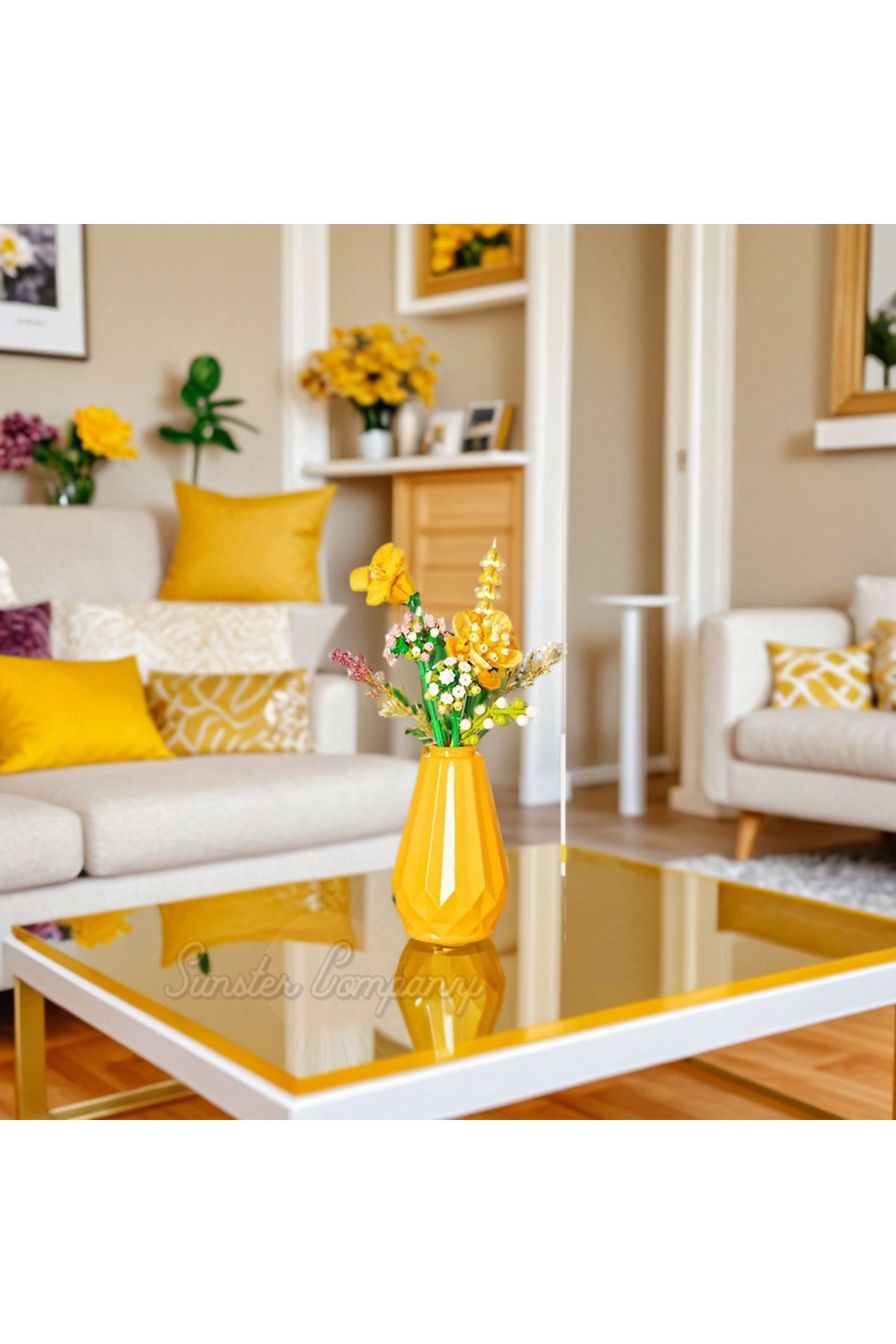 Sunster Company™ Sunster Company™ DIY Kendin Yap Güneş Buketi–290 Parça|Dekoratif Vazolu Çiçek Blok Seti|Hediyelik