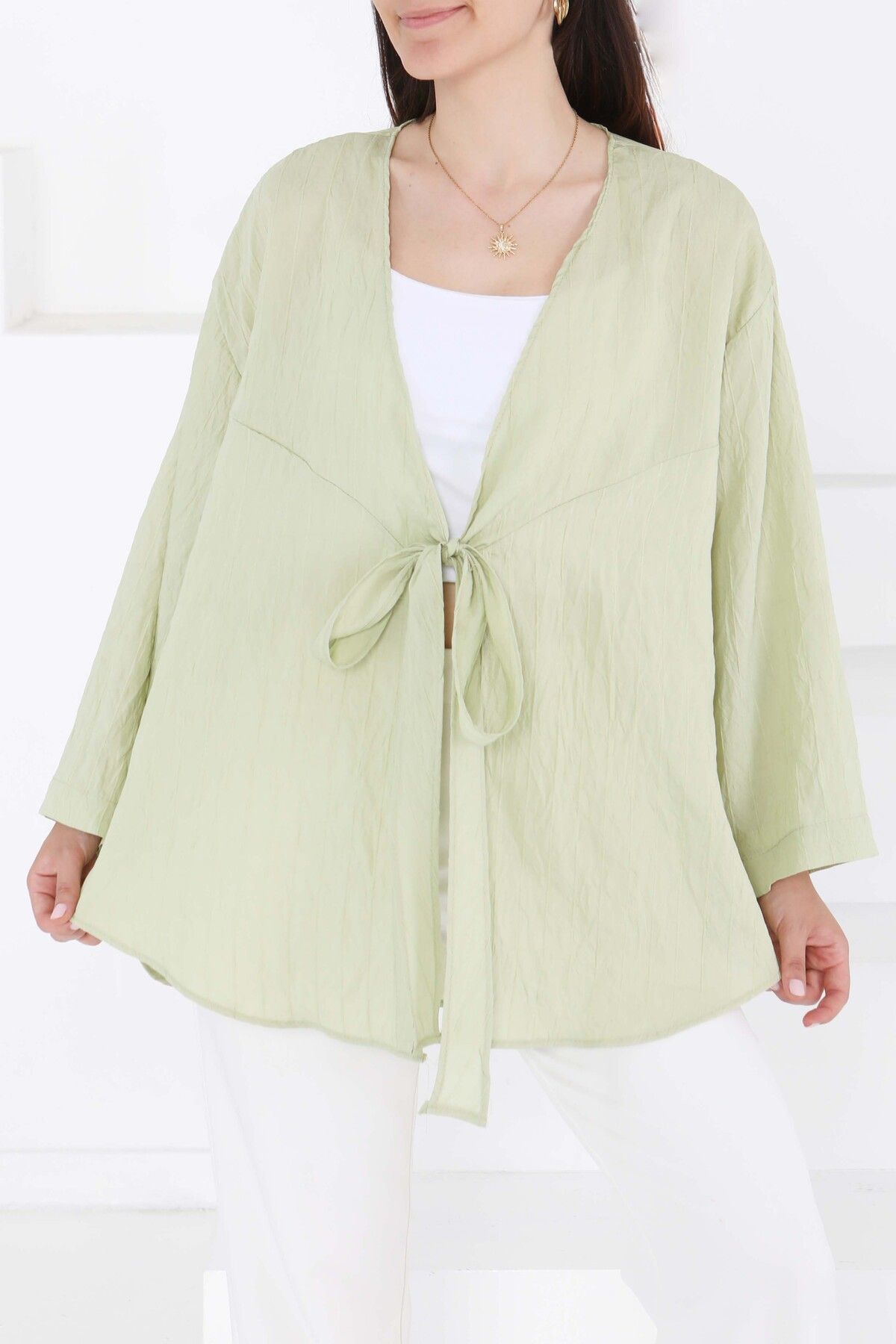 TOFİSA Bağlamalı Kimono Yeşil - 27388