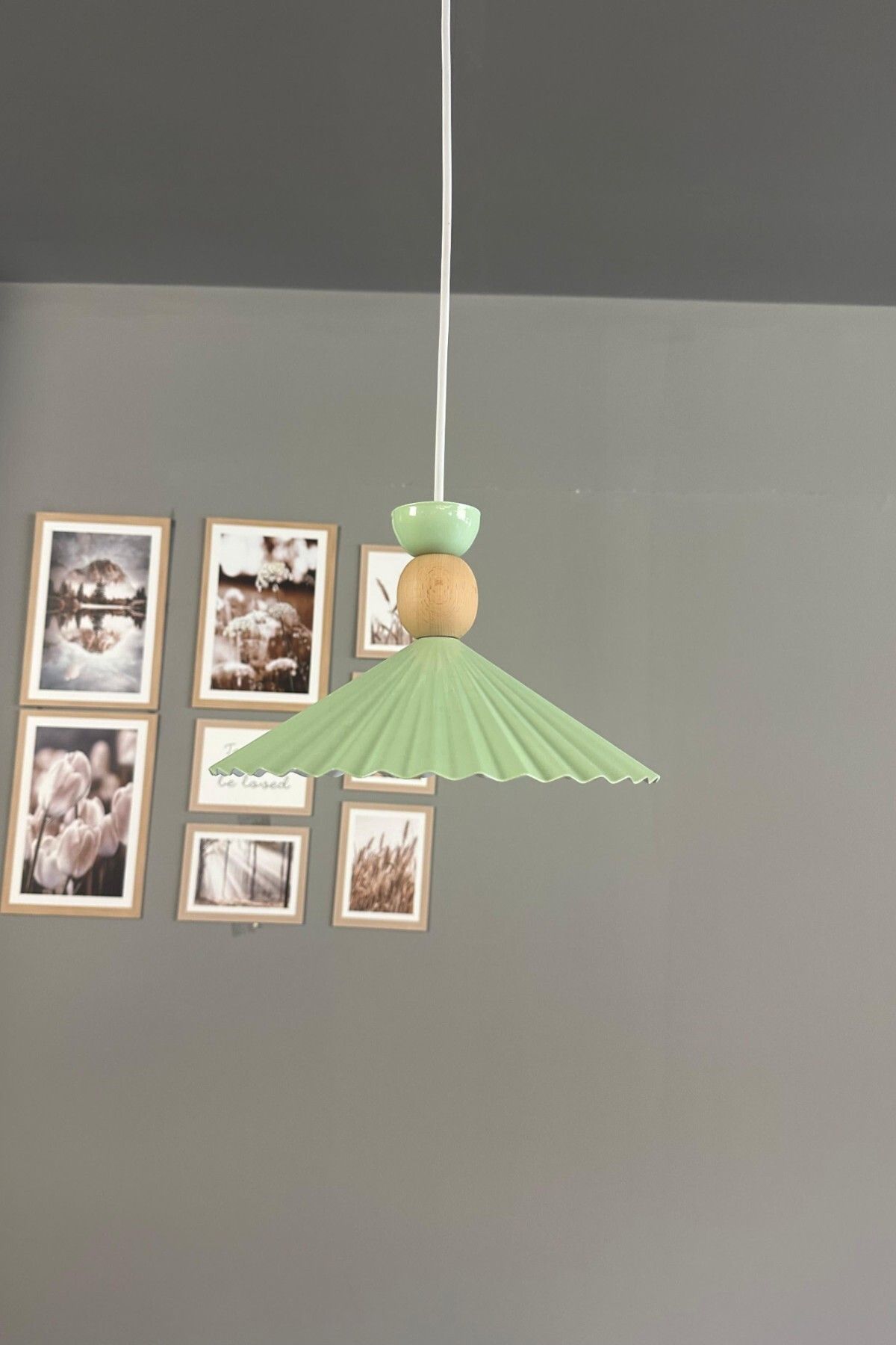 Bamyum Avilla Mint Tekli Metal Avize Ahşap Kafa Başlık Rustik Cafe Mutfak Modern Sarkıt Aydınlatma