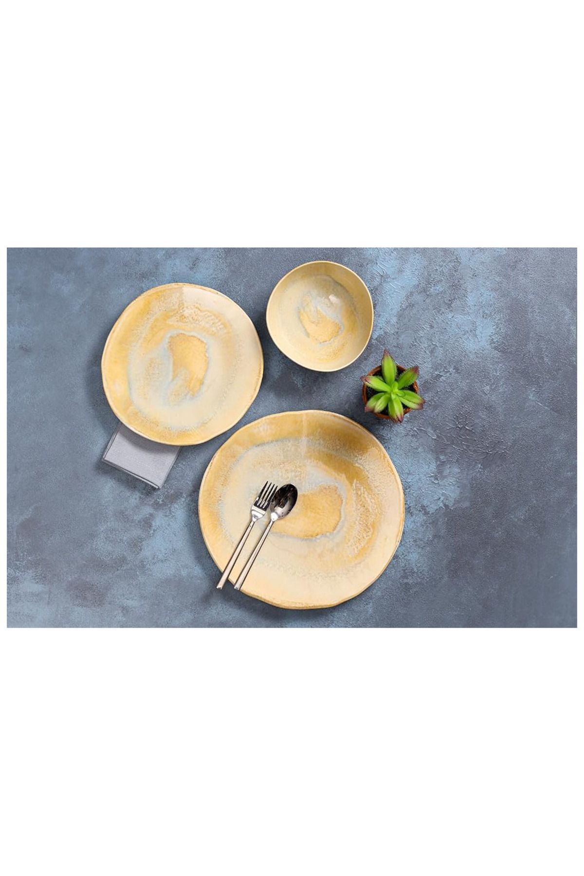 Porland Stoneware 3 Parça Tek Kişilik Yemek Takımı (29 cm 23 cm 15 cm)