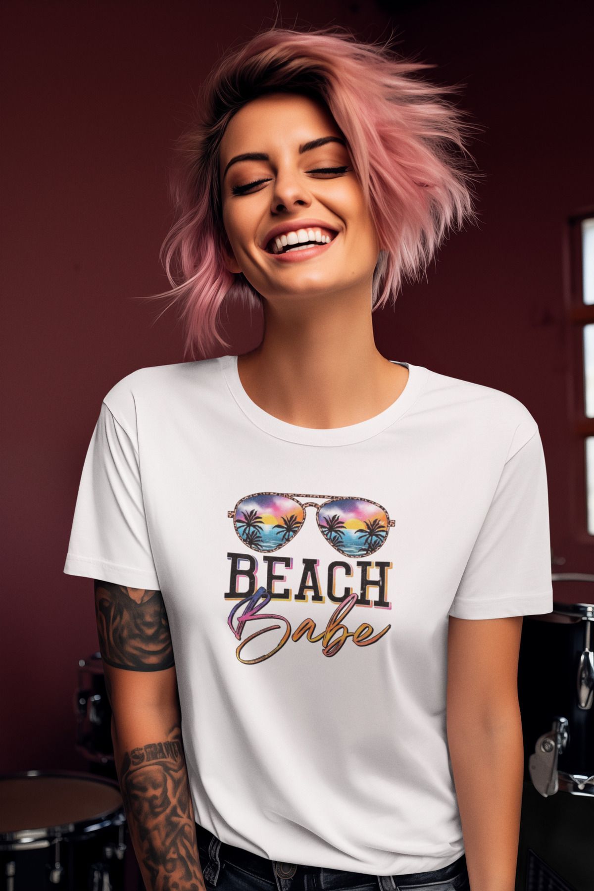 MAGORS STIL-X SUMMER TIME TEMALI BİSİKLET YAKA %100 PAMUKLU KADIN TSHIRT