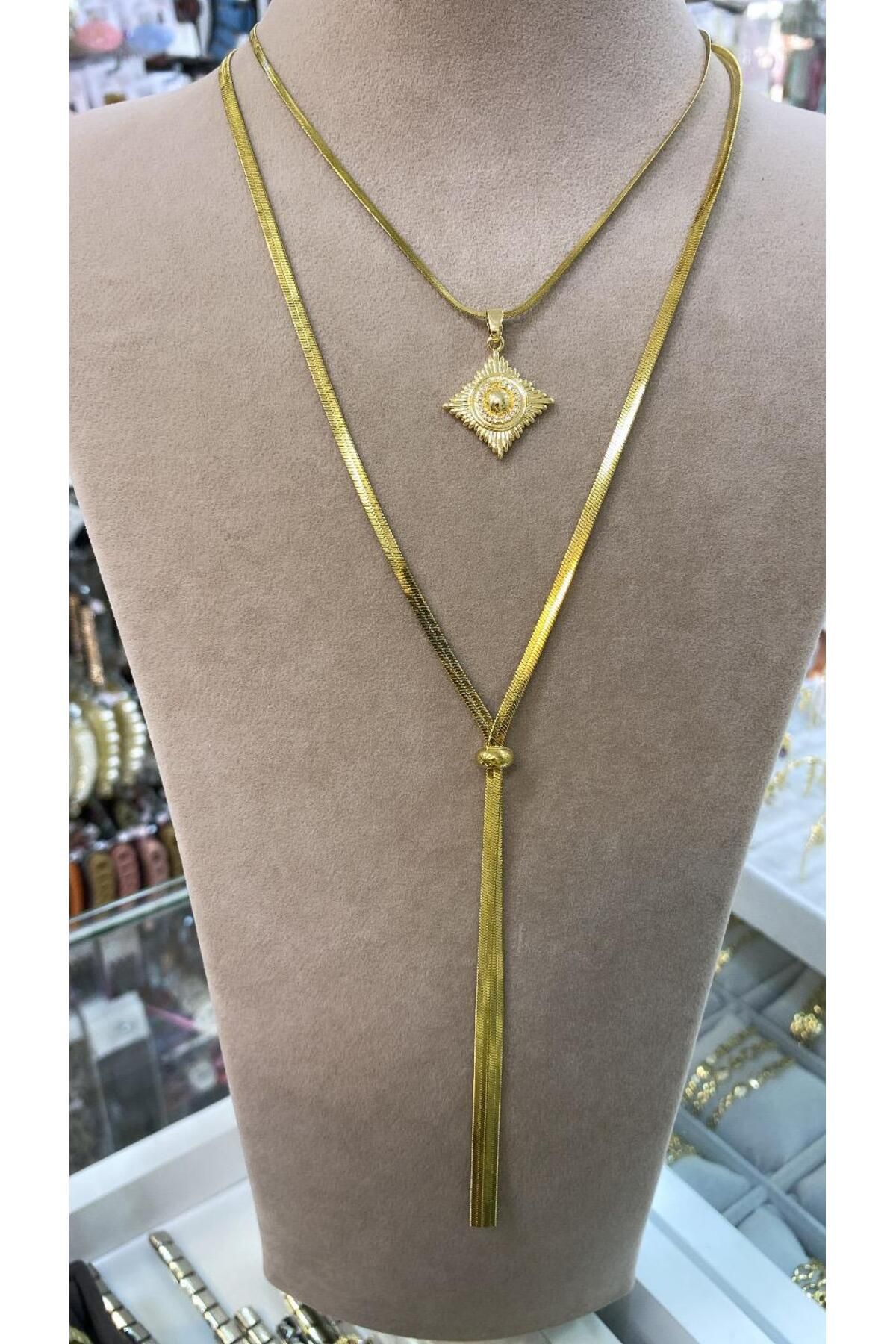 Azra Accessories Kadın Çelik Çoklu Kolye