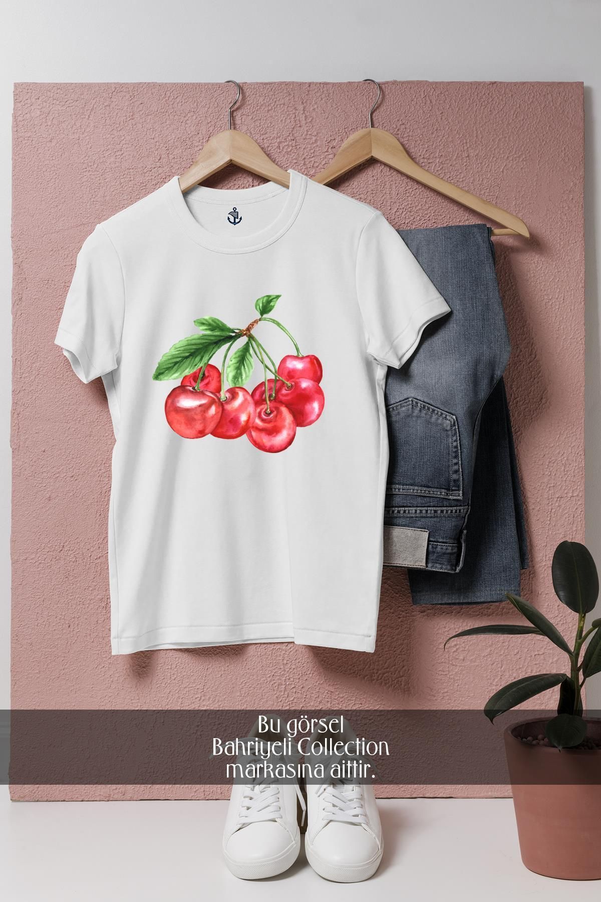 Bahriyeli Collection Oversize Double Cherry Kiraz Tasarımlı Unisex T-Shirt