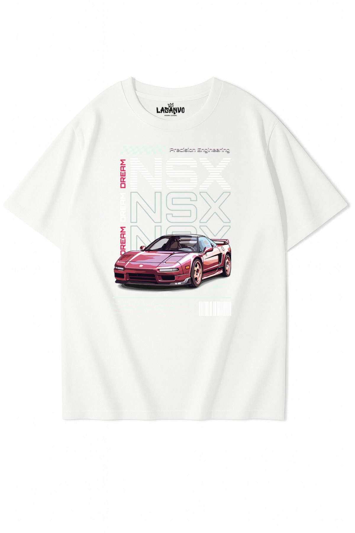 Lasanvo Unisex Oversize NSX Dream Japon Spor Araba Temalı T-shirt