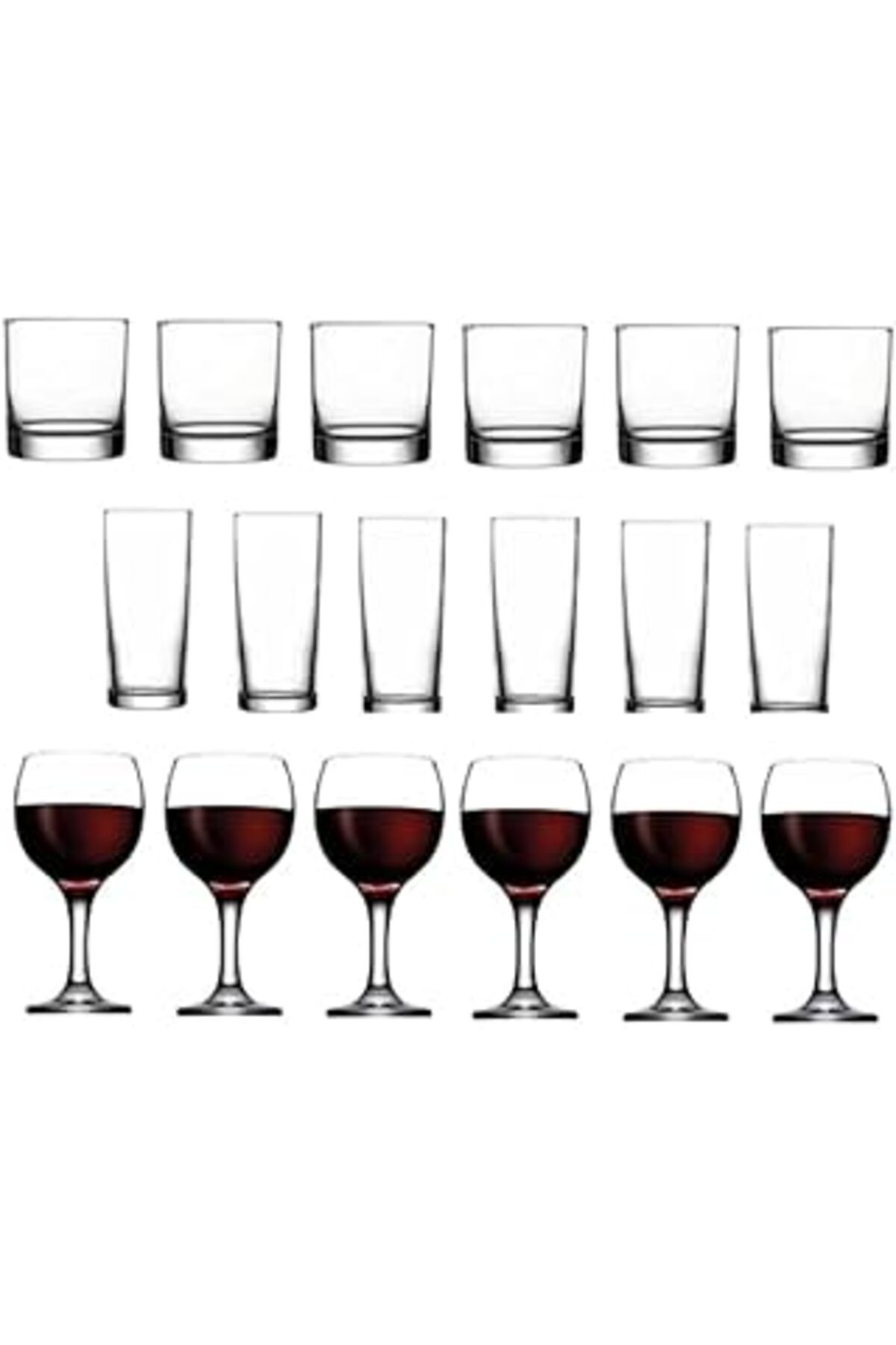 Mu Art Ahşap 18 Parça Istanbul Viski Rakı Ve Şarap Bardağı Seti