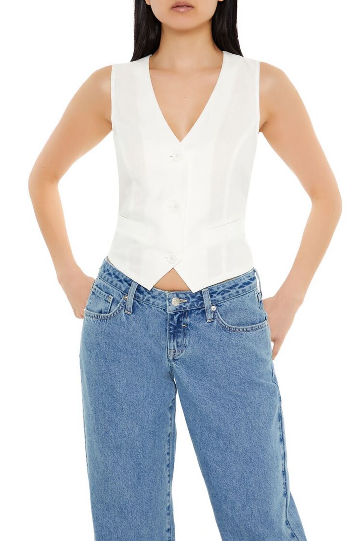 Forever 21 V-Yaka Crop Yelek