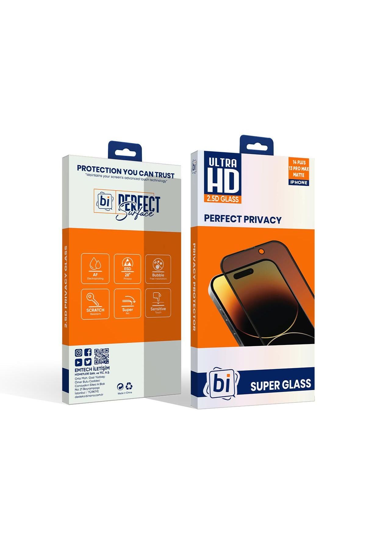 BİNANO Bİ 2,5D PRIVACY SUPER GLASS MAT IPHONE 14 PLUS/13 PRO MAX EKRAN KORUYUCU