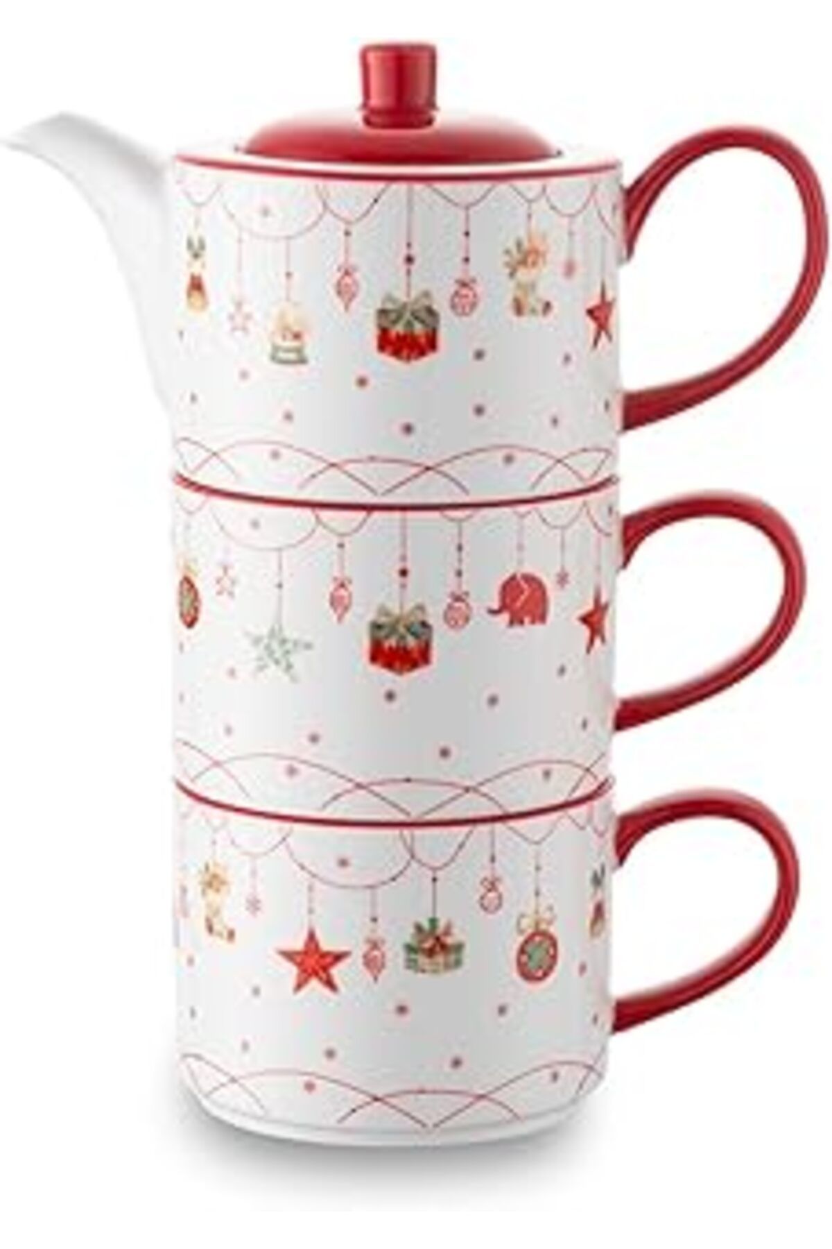 NETWORK ART New Year Janus Teapot Ve 2'Li Bardak Seti