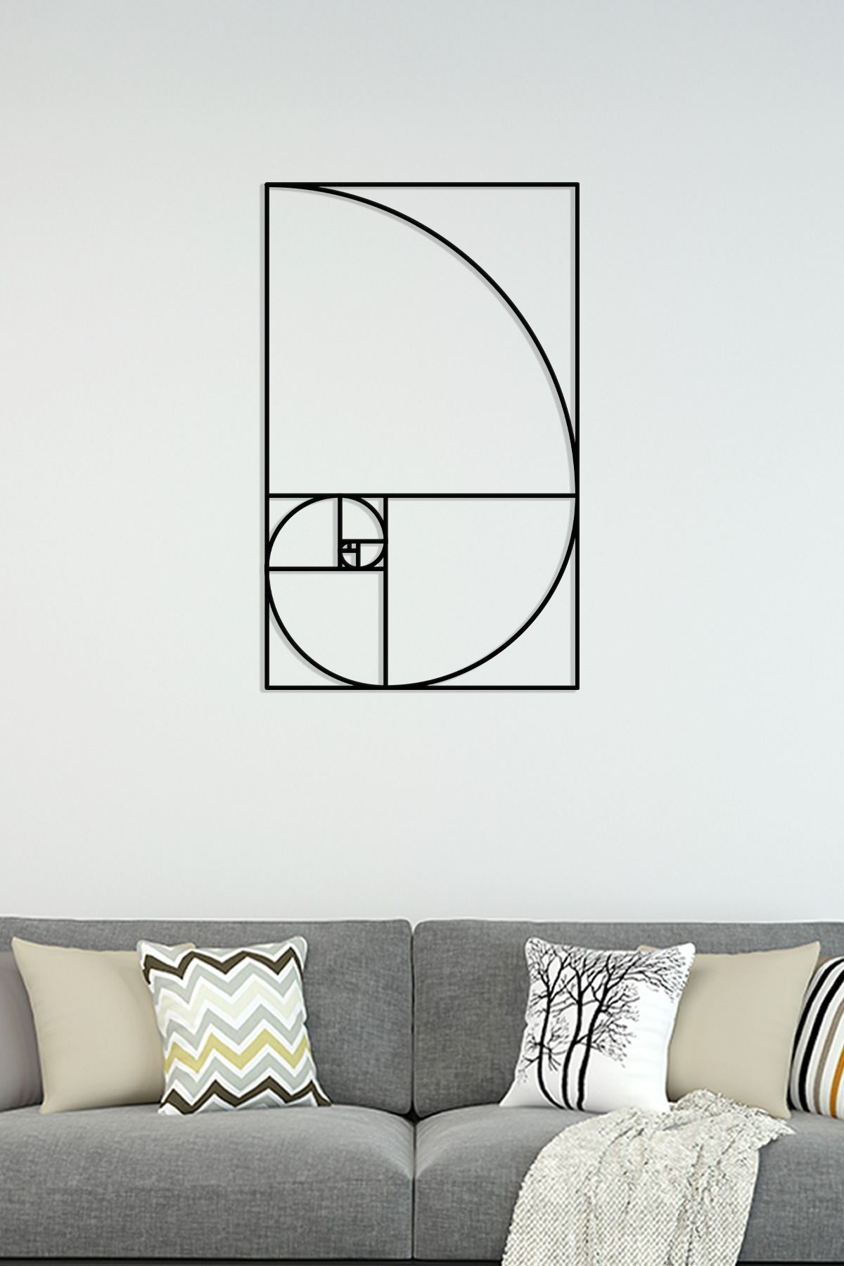 cncrafft Fibonacci Spiral Metal Tablo – Geometrik Sanat Duvar Dekoru
