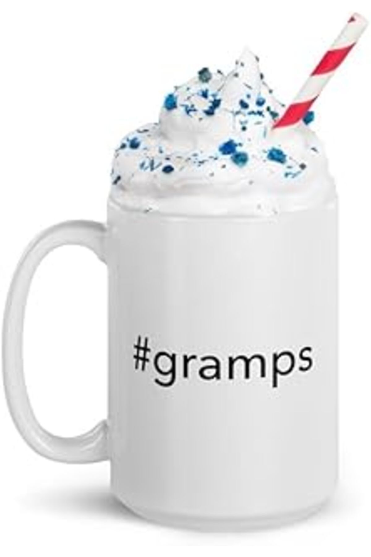 ASİTAN Print Dore Etiket Hashtag Gramps - Beyaz Parlak Kupa - İngilizce Kahve Kupa