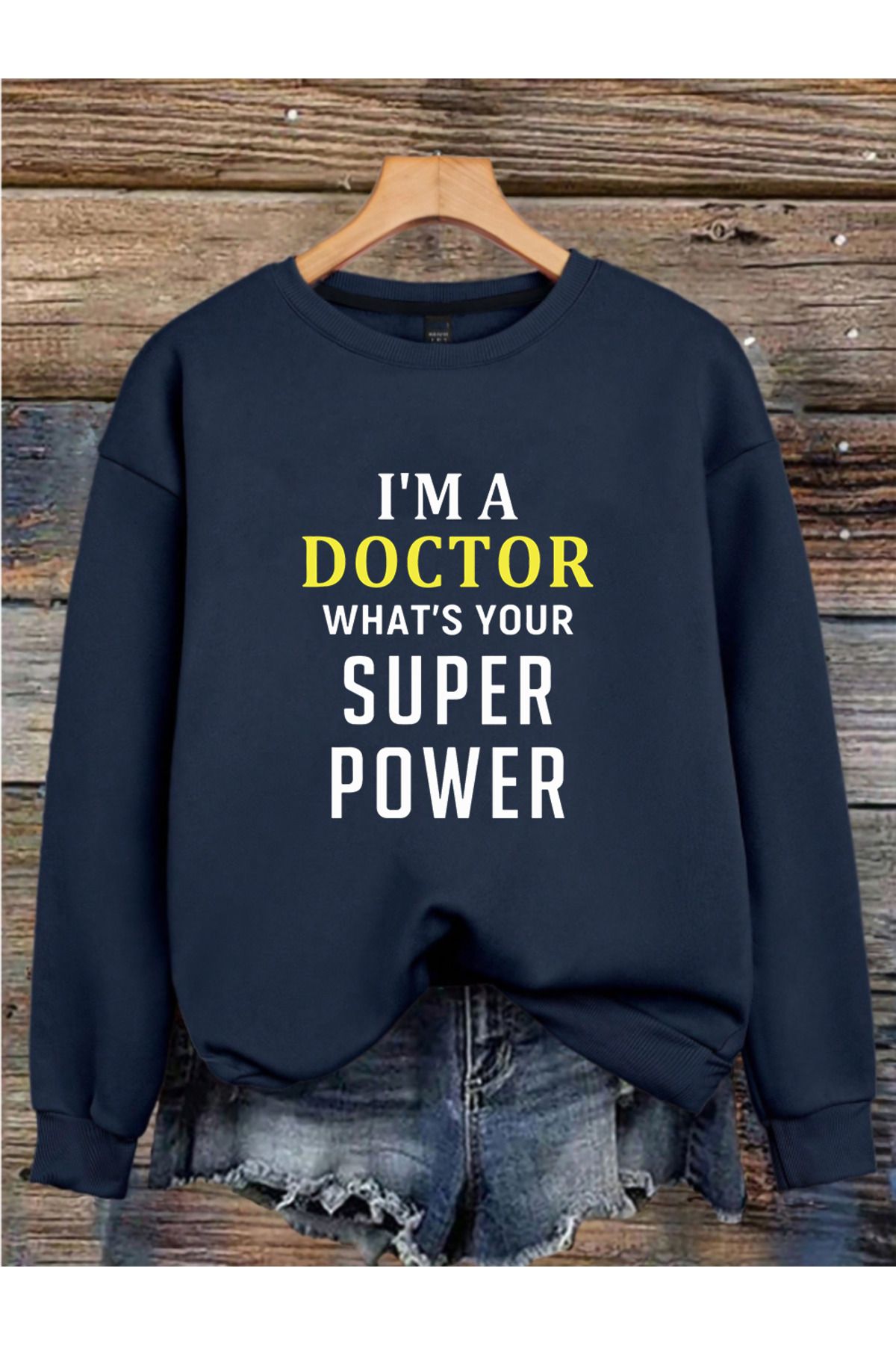 MAGORS DOCTOR BASKILI 3 İPLİK BİSİKLET YAKA UZUN KOLLU KADIN SWEATSHIRT