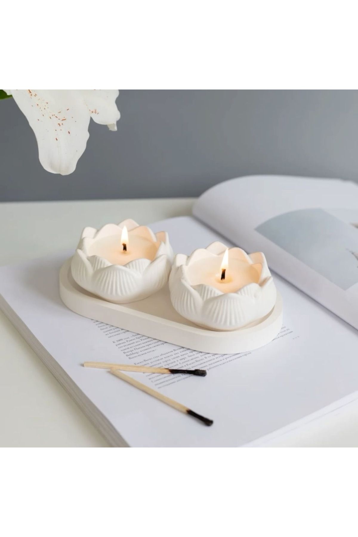 ASTRA STUDIO Lotus Candle 2'li set