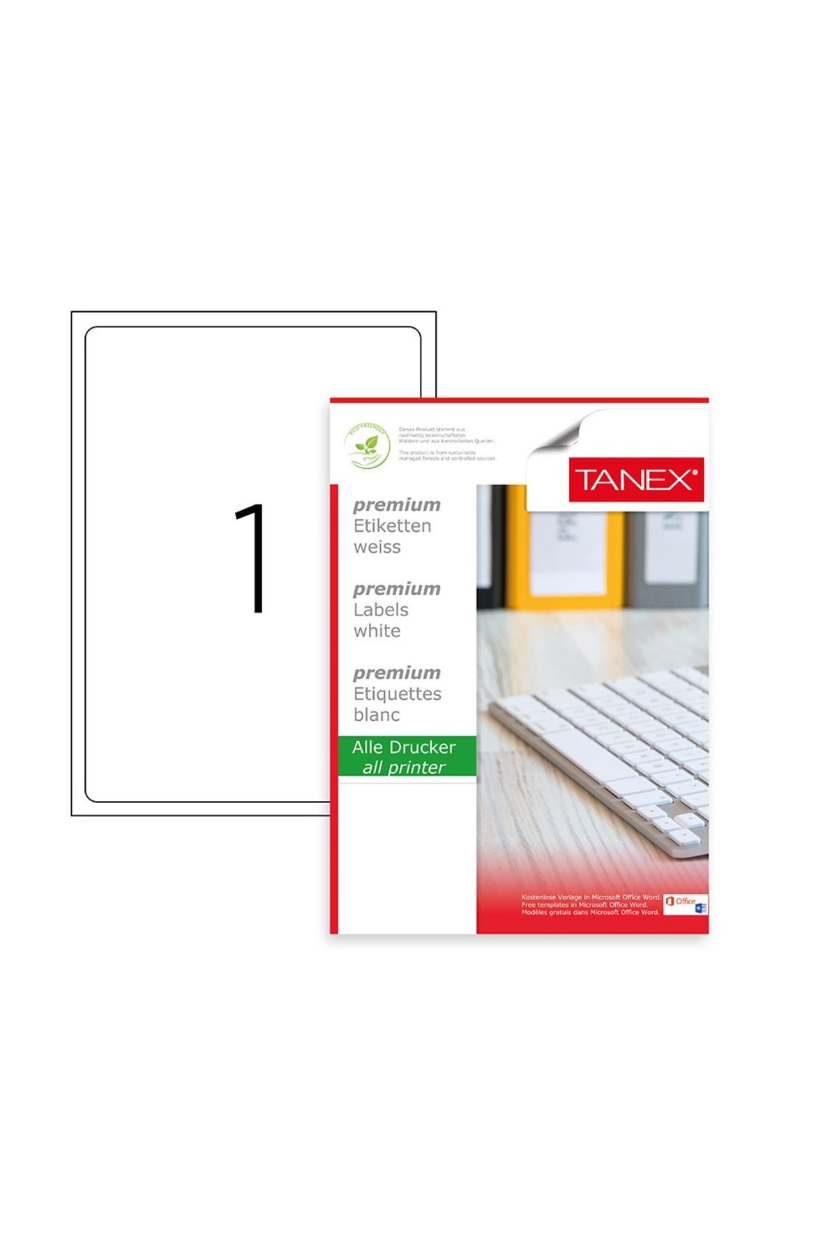 JokeyKırtasiye A4 Hazır yapışkanlı TW-2001 LASER ETİKET - 199,6mm x 289,1mm - (100.YAPRAK / 100 ETİKET)