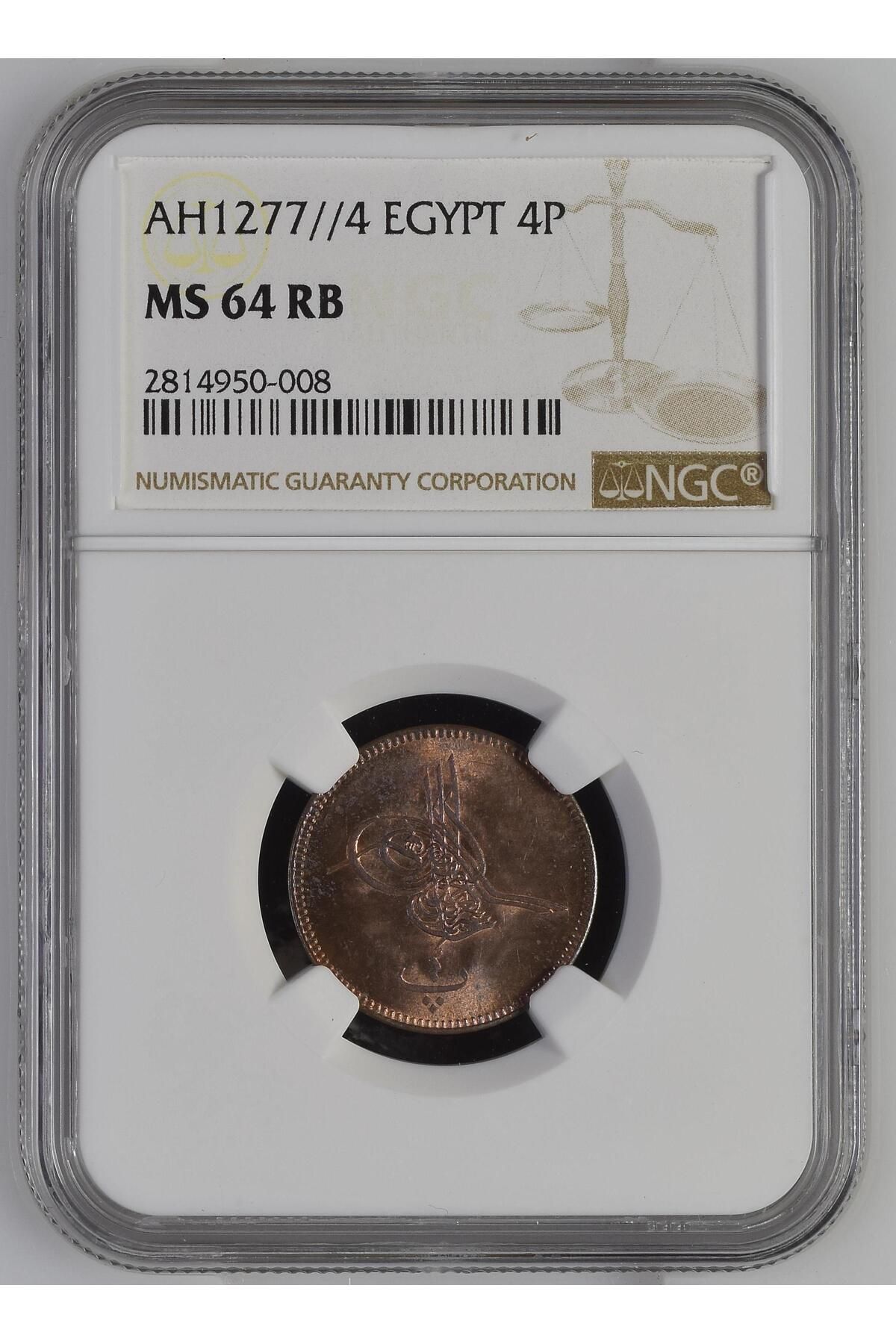 Lidya Koleksiyon Sultan Abdülaziz 1277/4 Mısır Bakır 4 Para - ÇİL - NGC MS64 RB