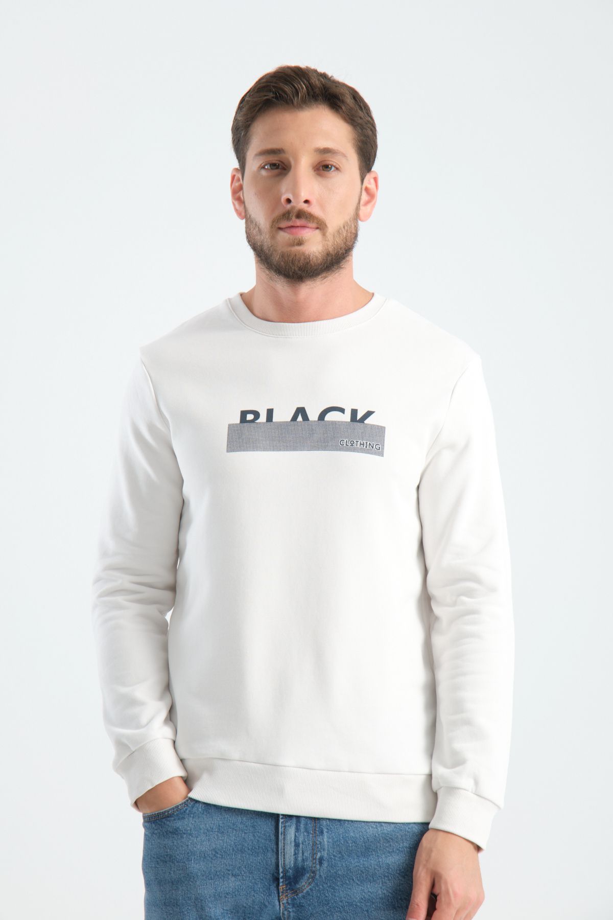 Shooter Sportswear Elite Class Erkek Sweatshirt Ekru Sökülmez Baskı Standart Kalıp
