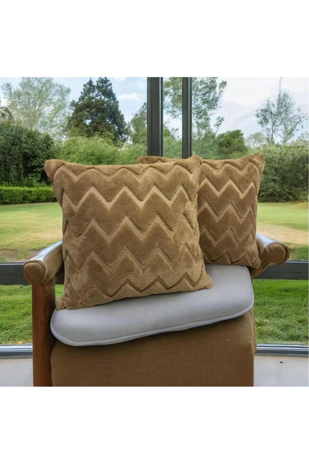 DECORA CASA HOME COLLECTİON 3D Biocotton Peluş Kırlent Kılıfı 2'li Set (45x45)