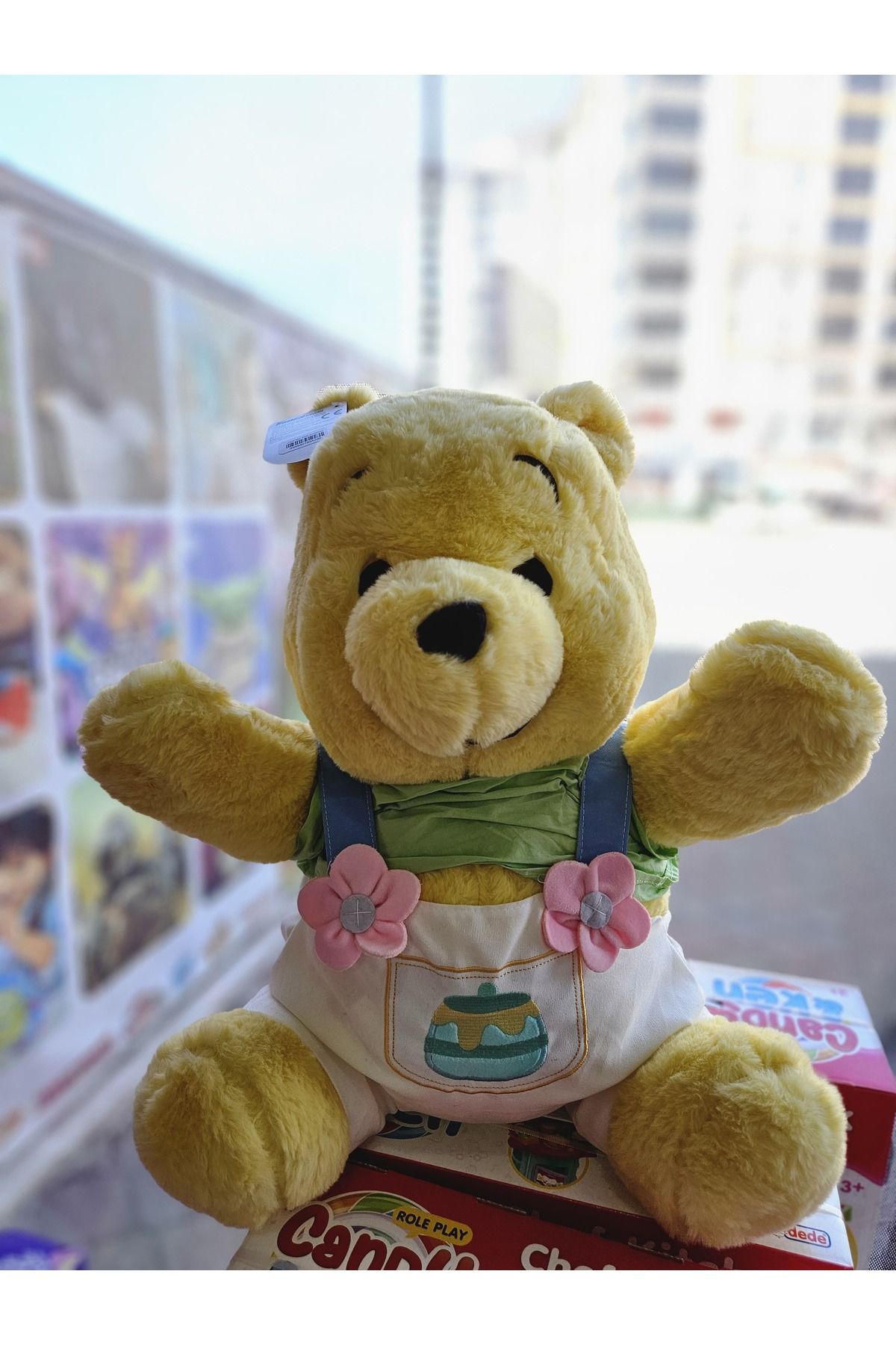 Online 50 Cm Bal Ayısı Sevimli Elbiseli Peluş Ayı 1.Sınıf Kalite Uyku Arkadaşım Ayıcık Ayı Winnie