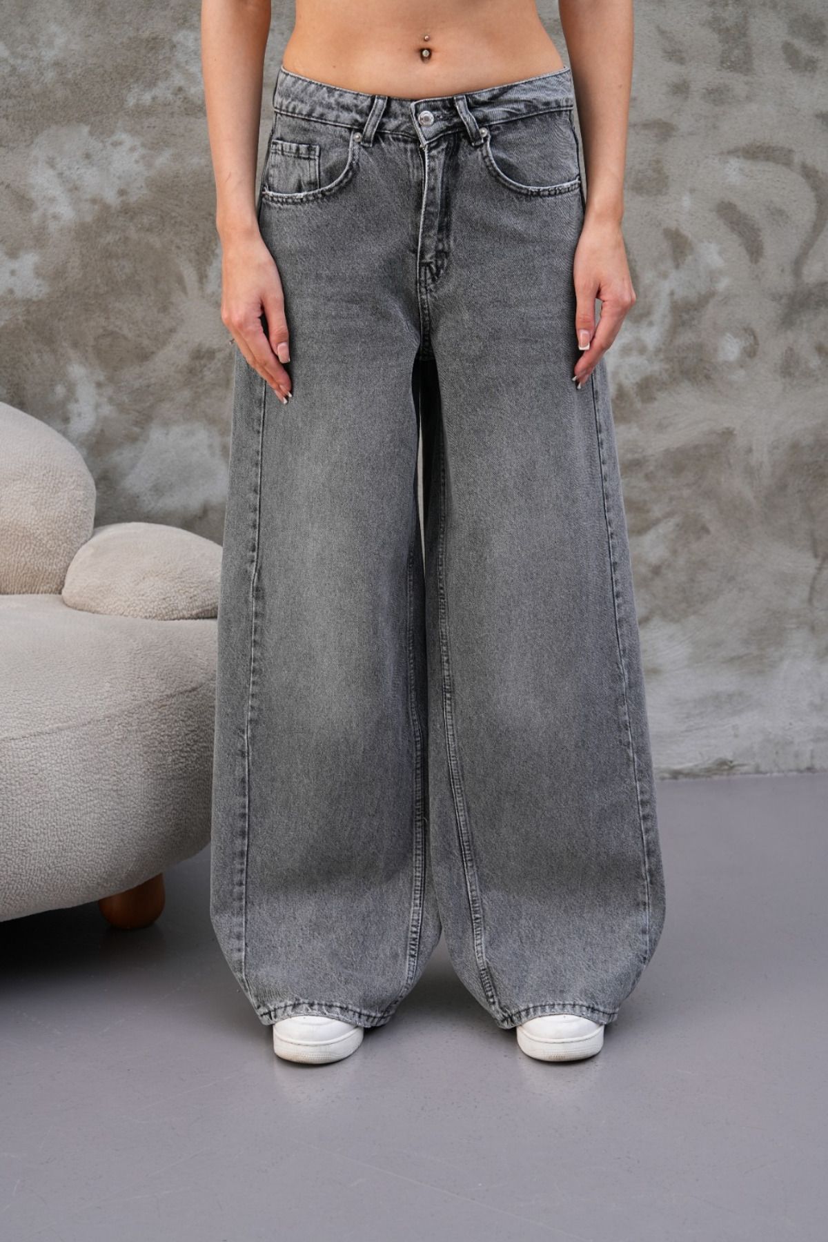 COOL TARZ Miami Antrasit Straight Wide Kadın Jean