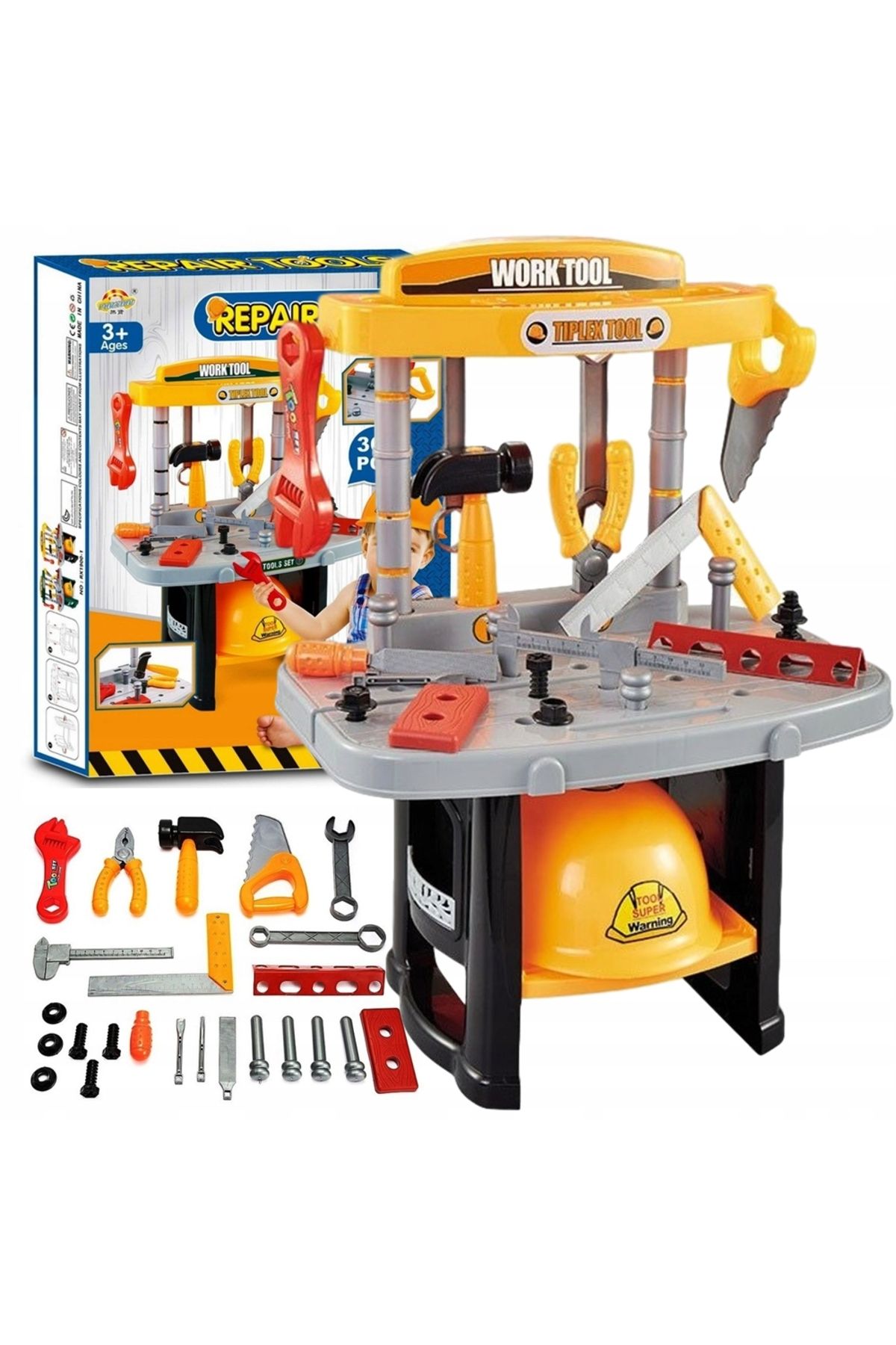 ideal STORE-Banc de lucru interactiv cu casca idealSTORE Junior Tool Set, Dimensiuni 47 x 37 x 24 cm, Include 25 2