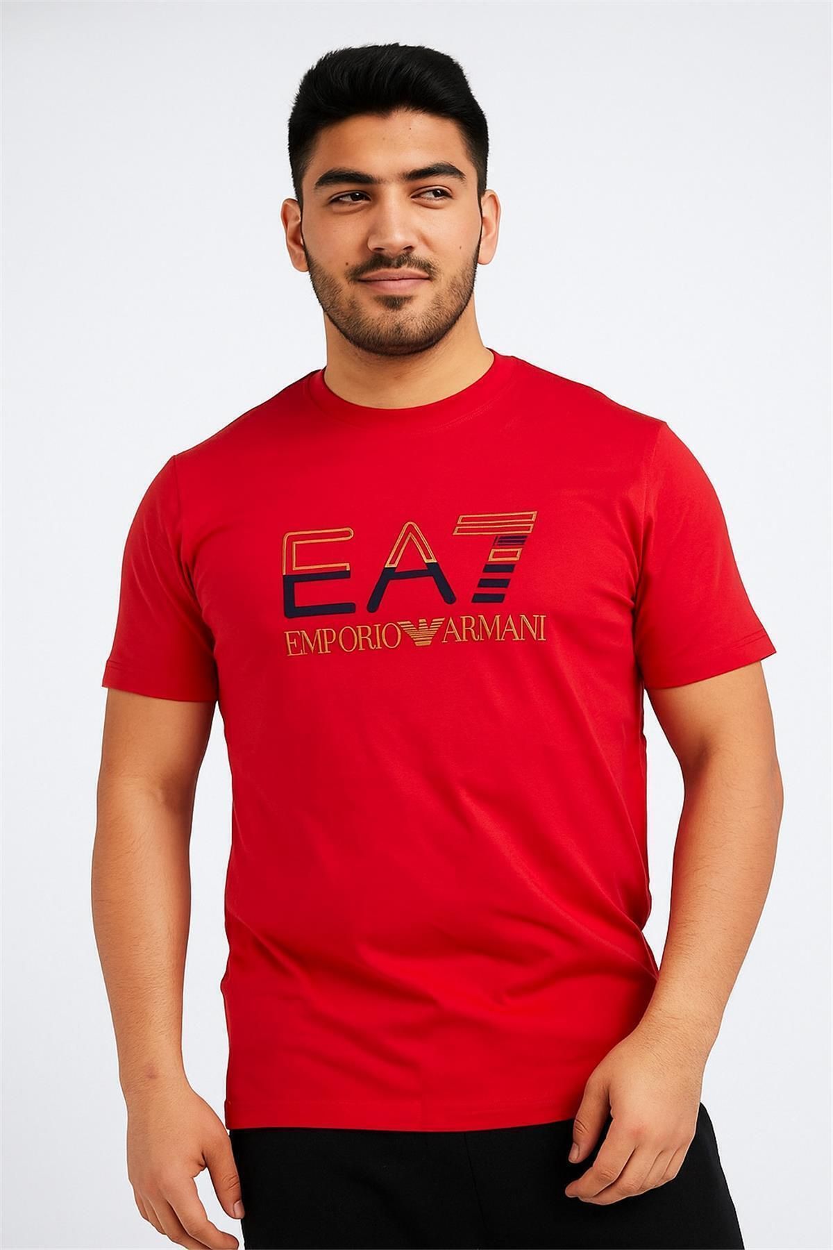 Trend07 EMPORIO BİSİKLET YAKA TSHİRT KIRMIZI