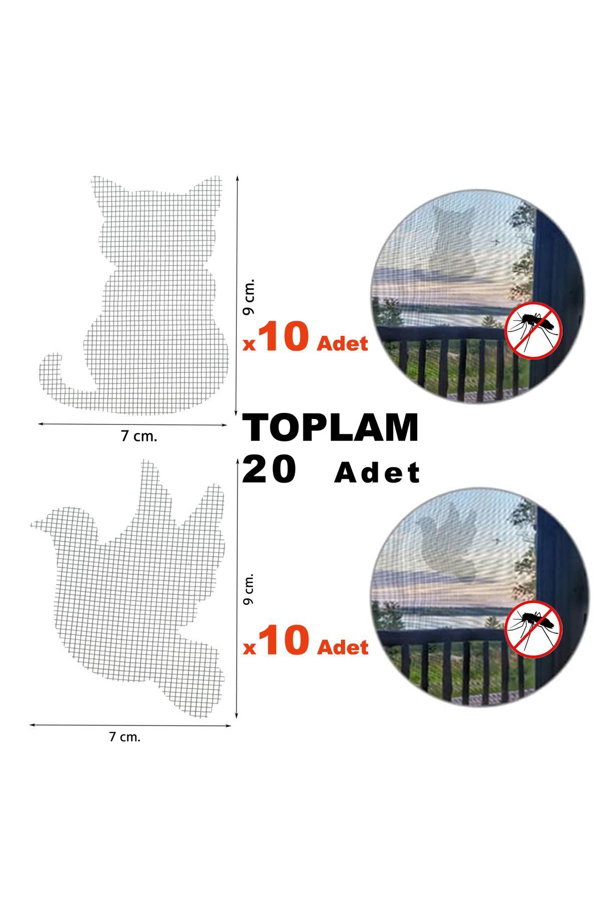 teknotrust Yapışkanlı Sineklik Güvercin Ve Kedi Şekilli Pencere Kapı Teli Tamir Yama Bandı 20 Adet.7x9cm