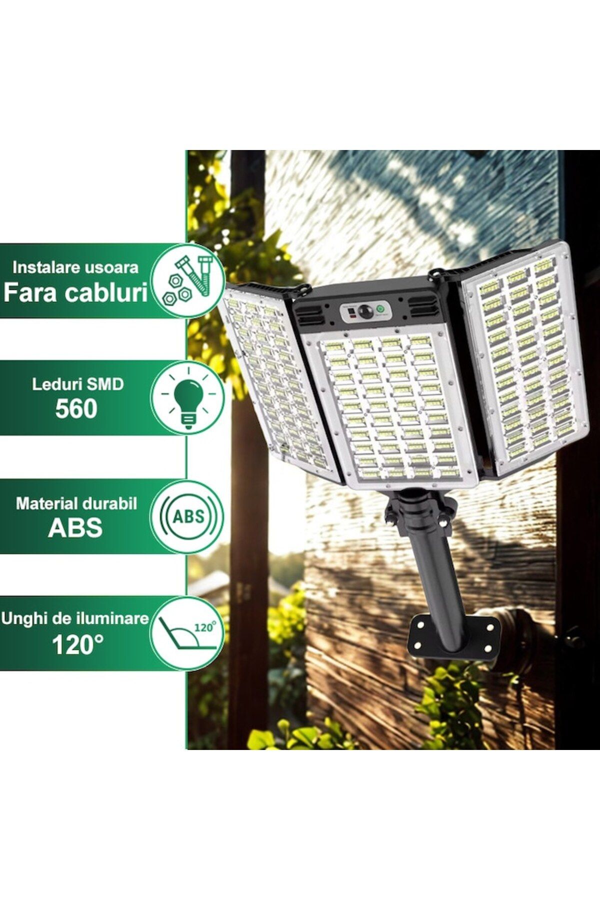NEXTLY-Lampa solara stradala de exterior cu telecomanda NEXTLY, ajustabila, ABS, W787-2, negru 6