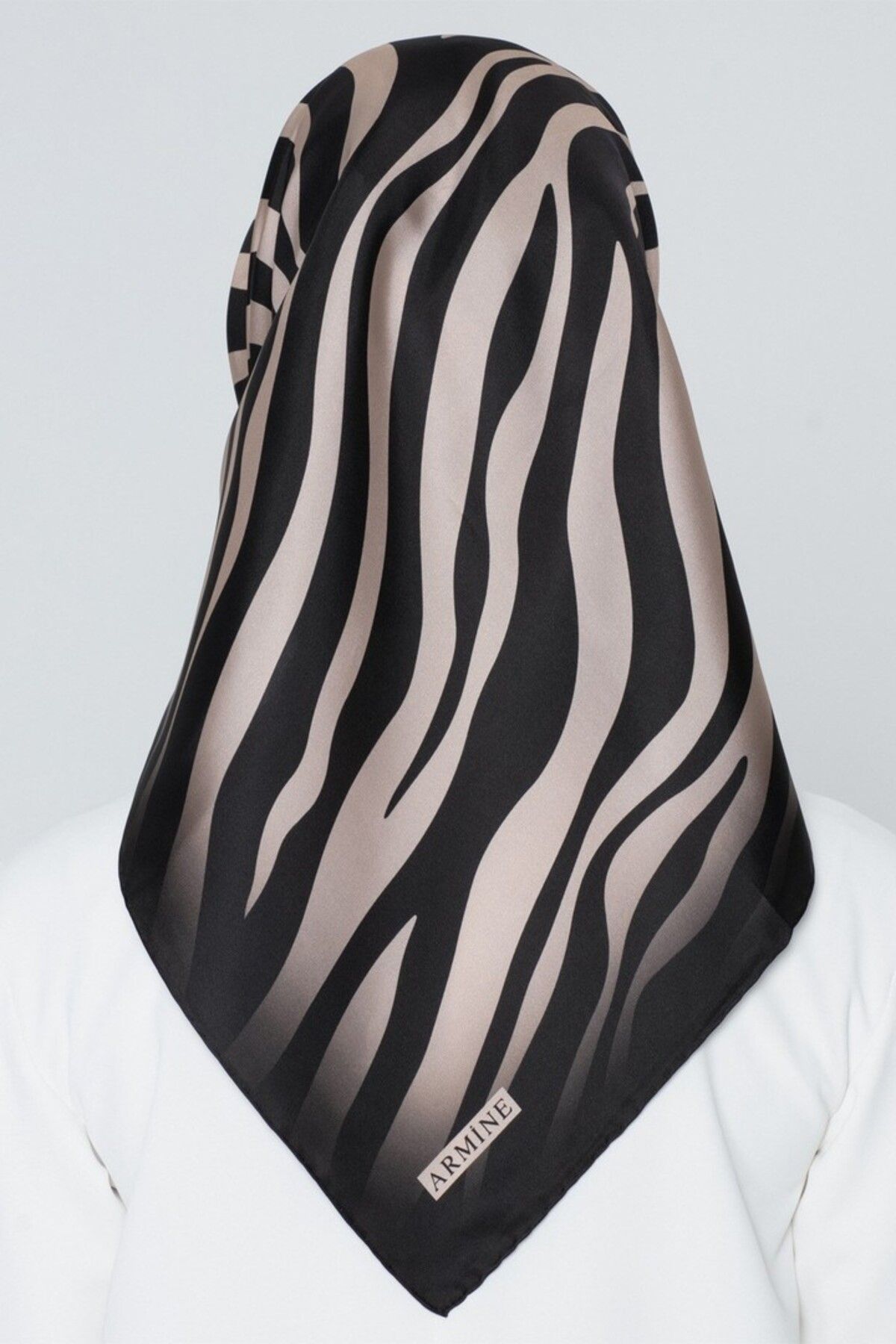 Armine-Nostalgia Series Silk Twill Scarf 8274D-02 Zebra Pattern Black-Cream 4