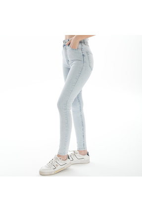 BEES JEANS Julia Kadın Açık Mavi Yüksek Bel Dar Paça Skinny Likralı Kot Pantalon