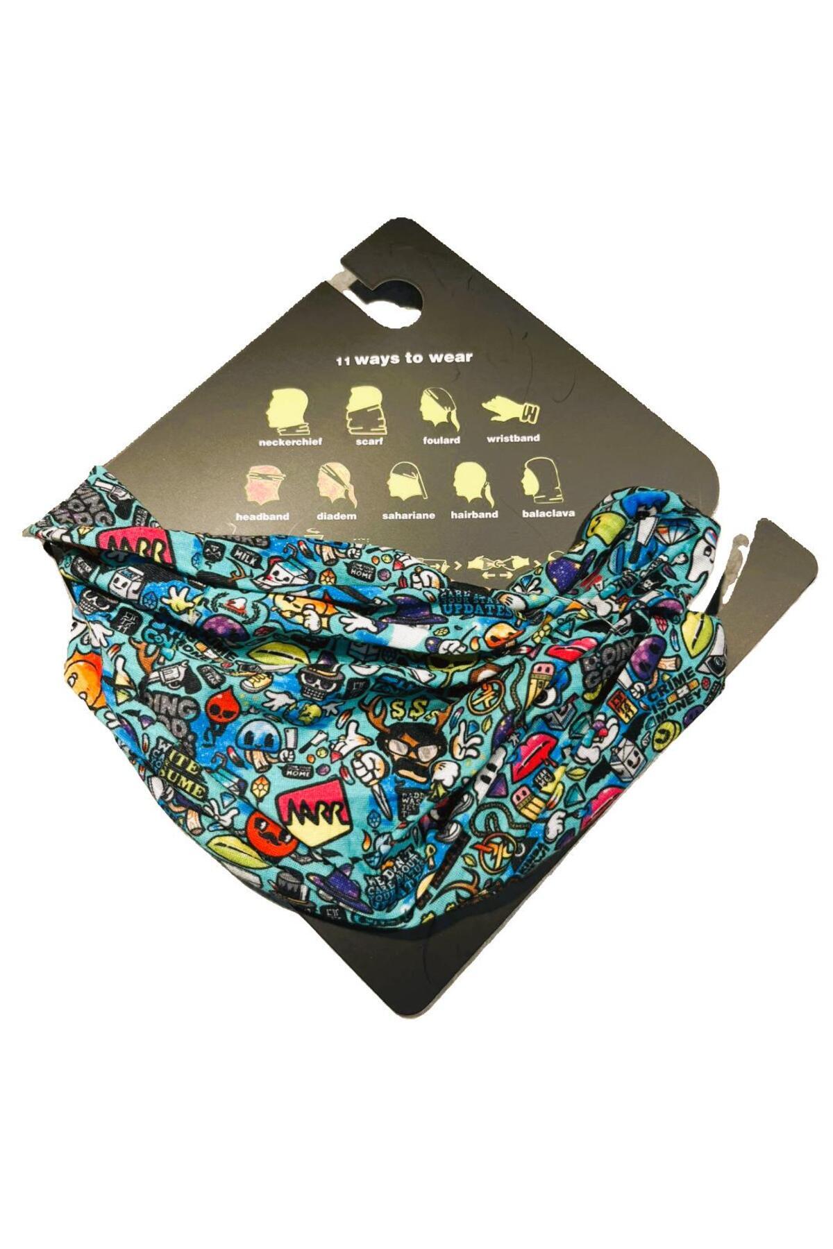 MODA BUFF Boyunluk graffiti doodle Desenli