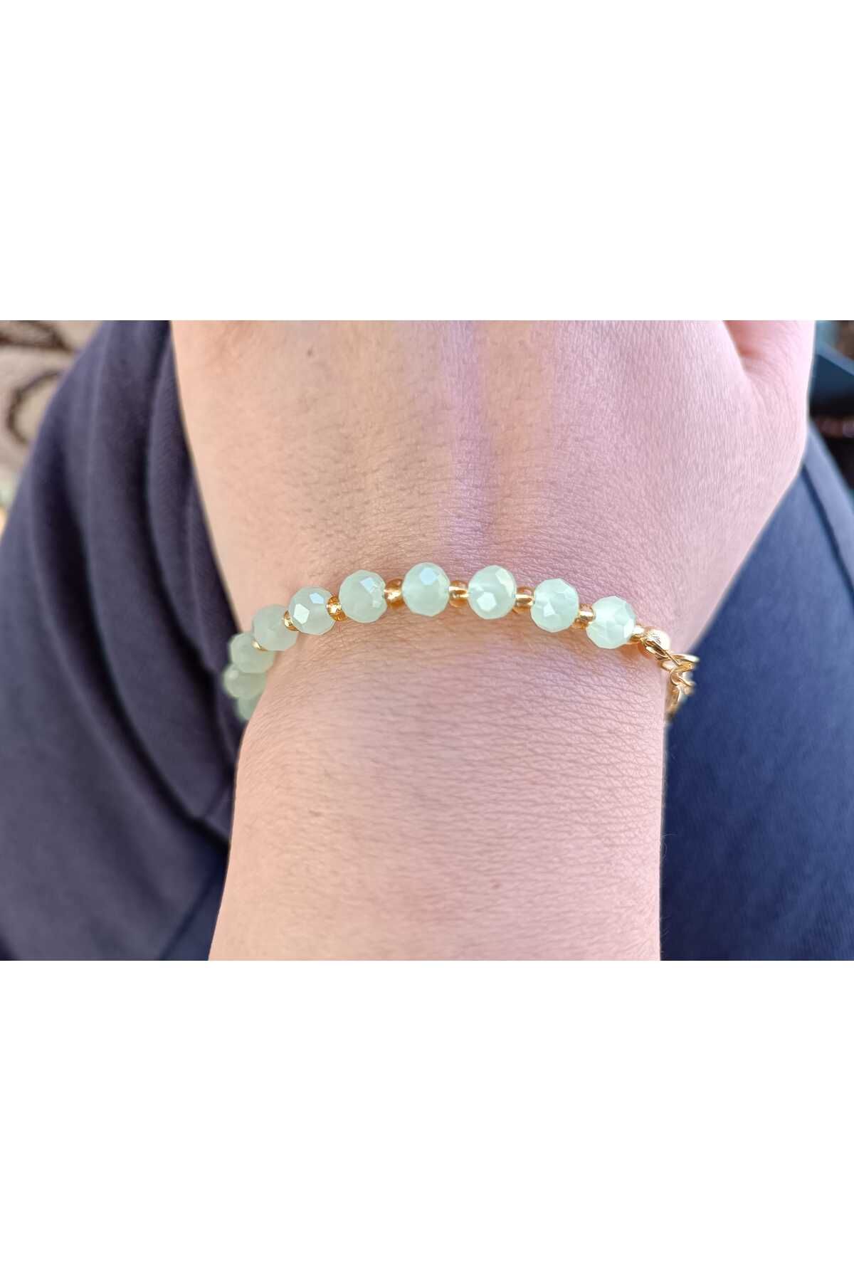 Fata Morgana Accessory Su Yeşili Kristal Boncuklu Bileklik