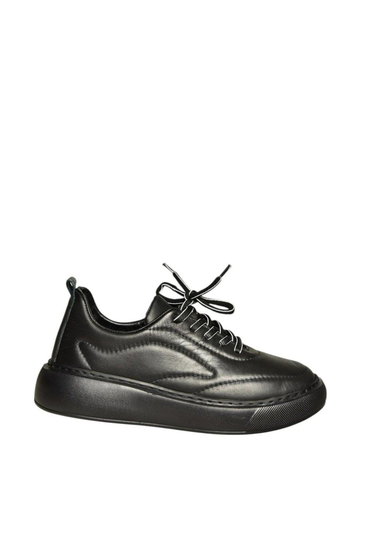 Fox Shoes U555250603 Siyah Hakiki Deri Spor Ayakkabı Sneakers