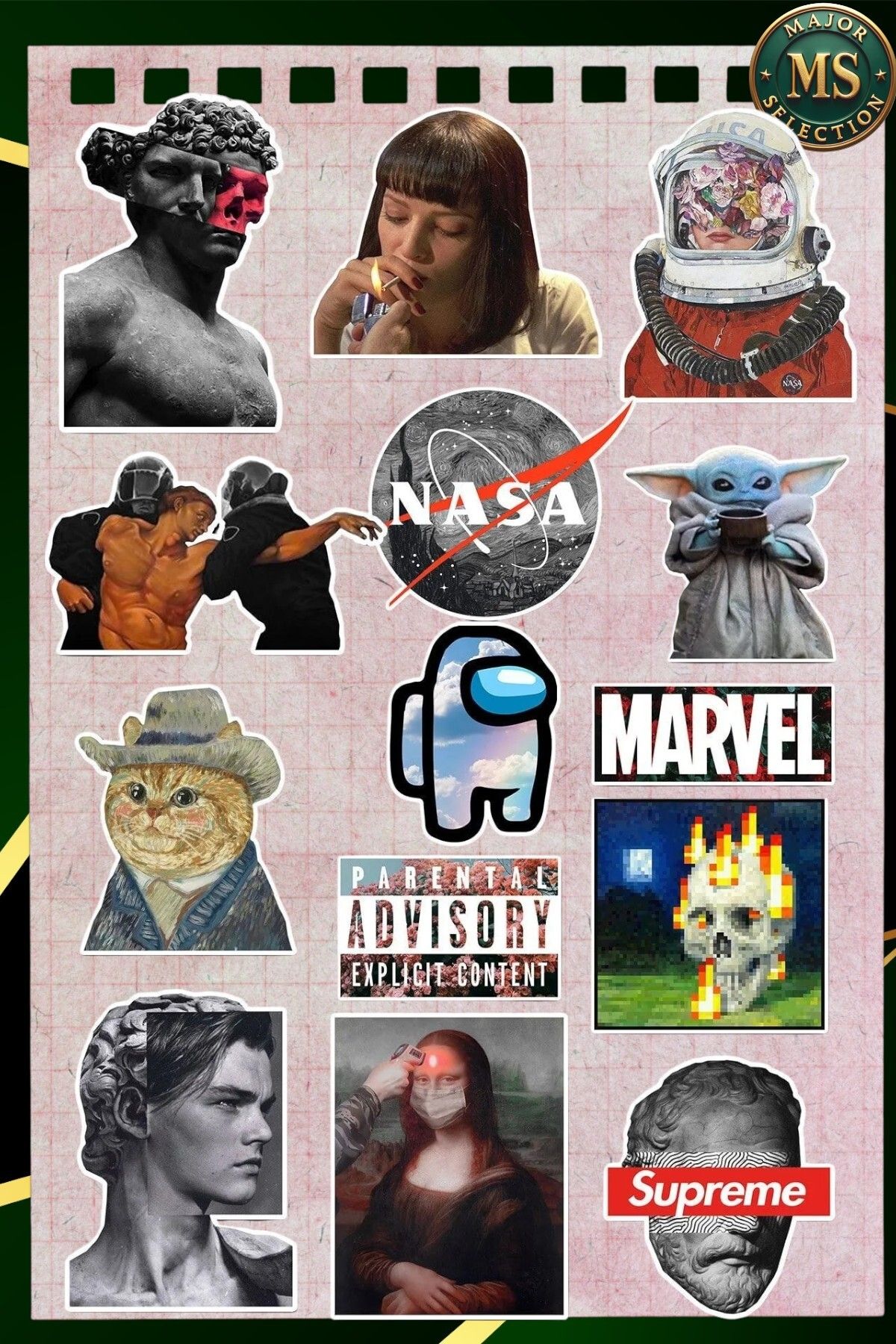 MS Major Selection Aesthetic Temalı Laptop Notebook Tablet Sticker Seti 14 Adet